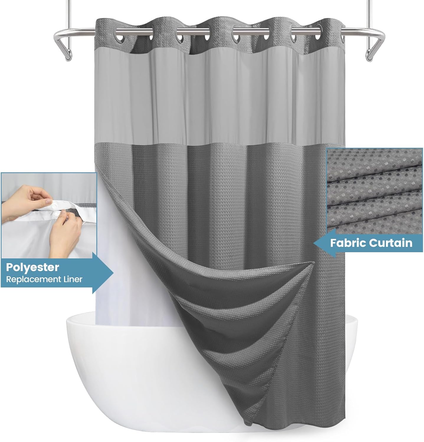 Detalle de Shower Curtain Liner Set 71W x 74H