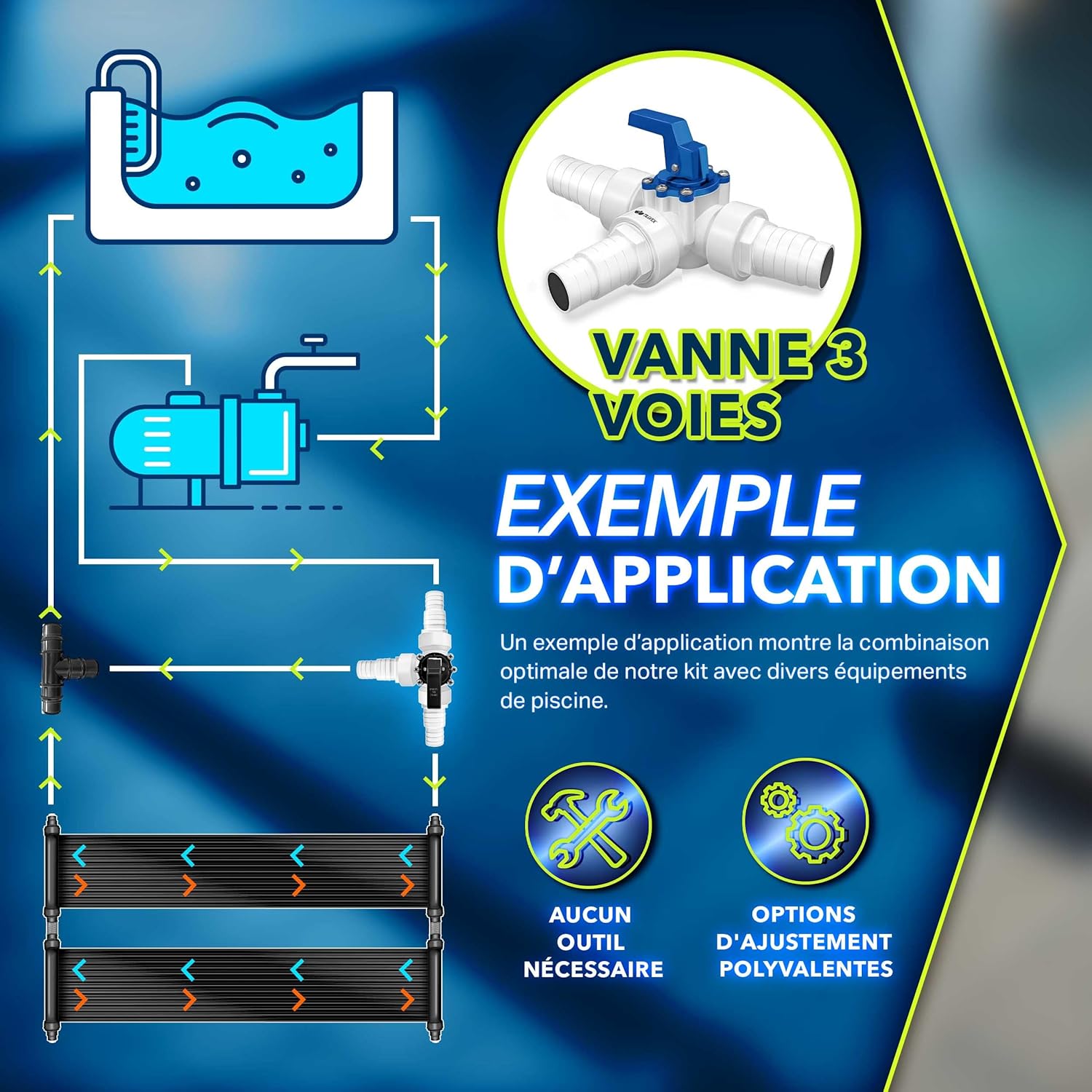 Thumbnail 3 de tillvex Bypass Kit Piscine 12 pièces – Ø 32 & 38 mm | Valve 3 Voies, Adaptateur ABS et accessoires