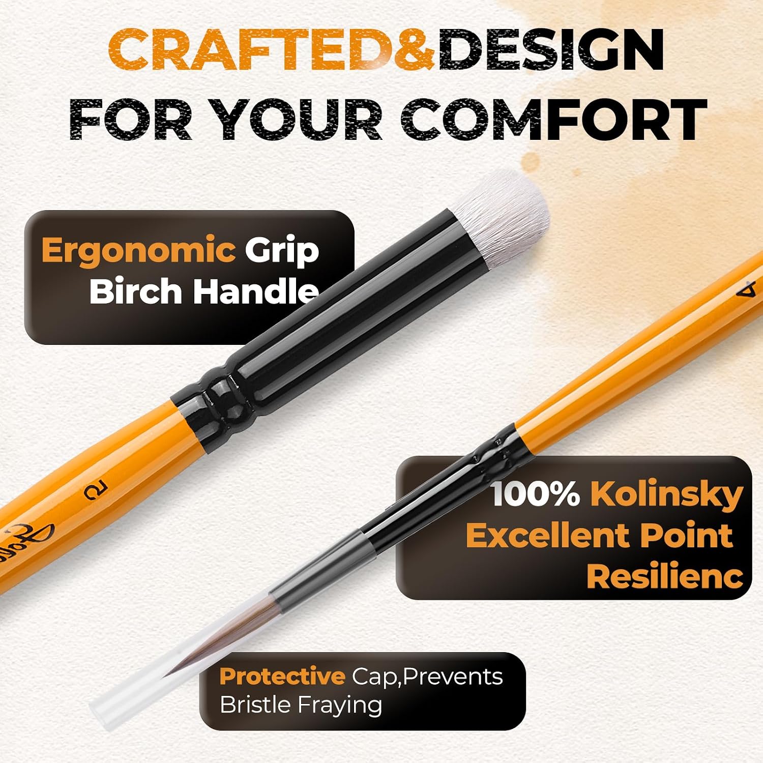 Detalle de Golden Maple 7-Piece Miniature Paint Brush Set with Kolinsky Sable and Dry Brushes