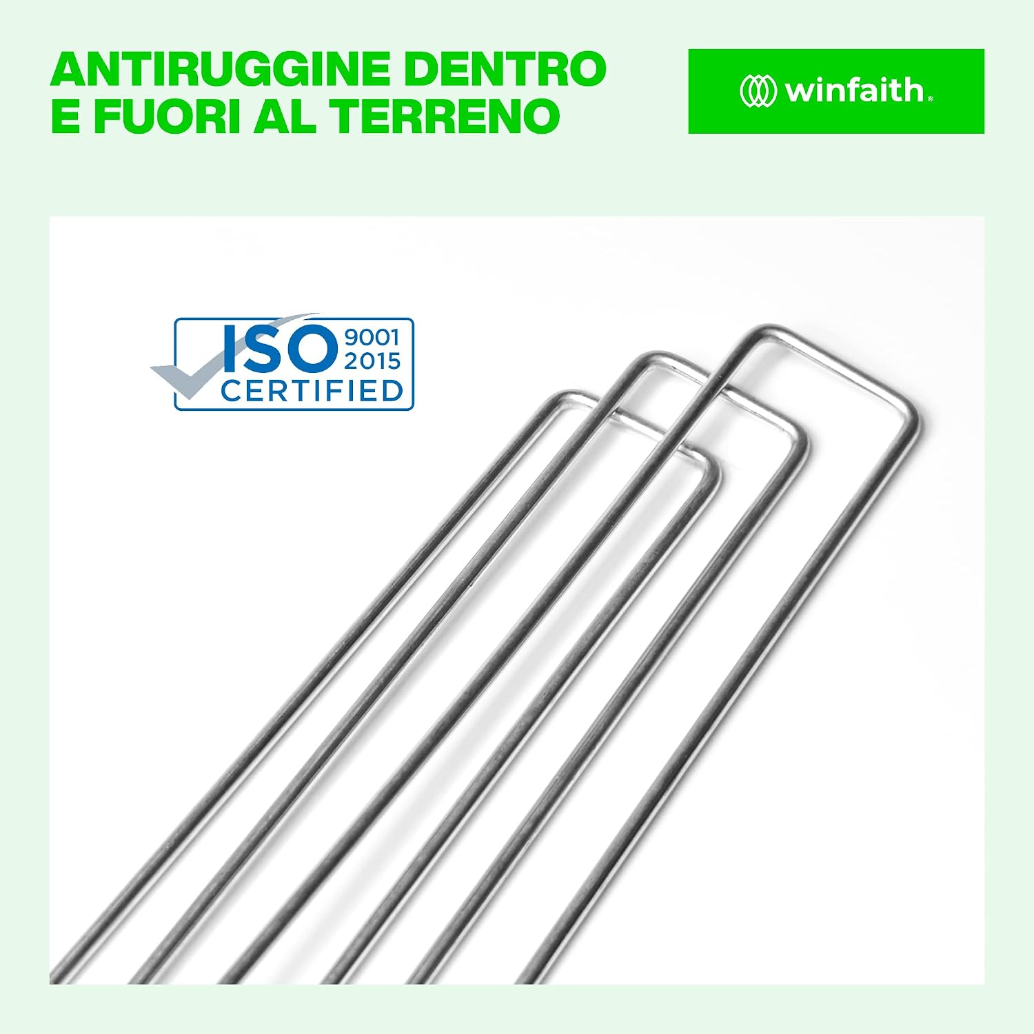 Detalle de WINFAITH Picchetti Telo Pacciamatura 3 mm x 30 mm – 100 pezzi in acciaio zincato, anticorrosione