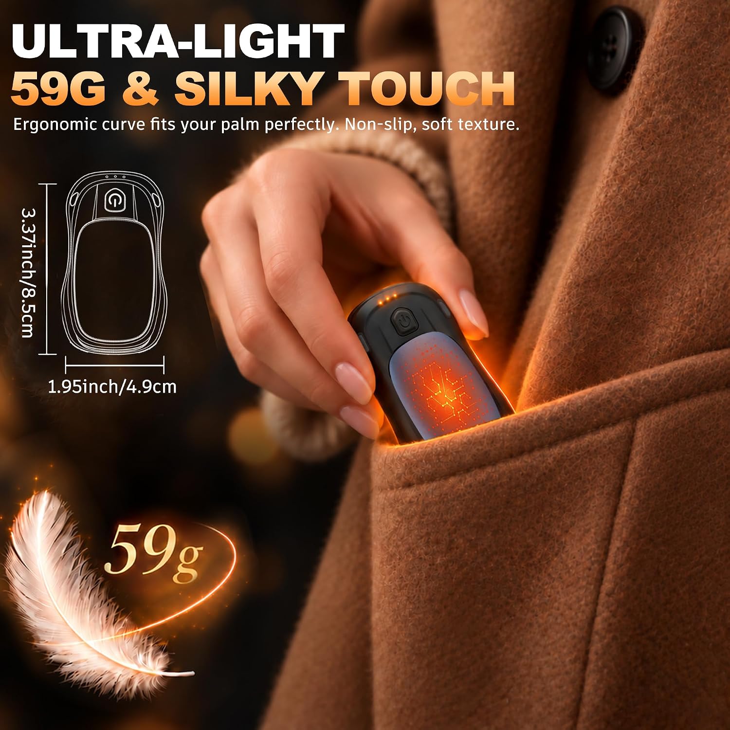 Detalle de MKG Rechargeable Hand Warmers 2-Pack with Magnetic Design and 3 Heat Settings