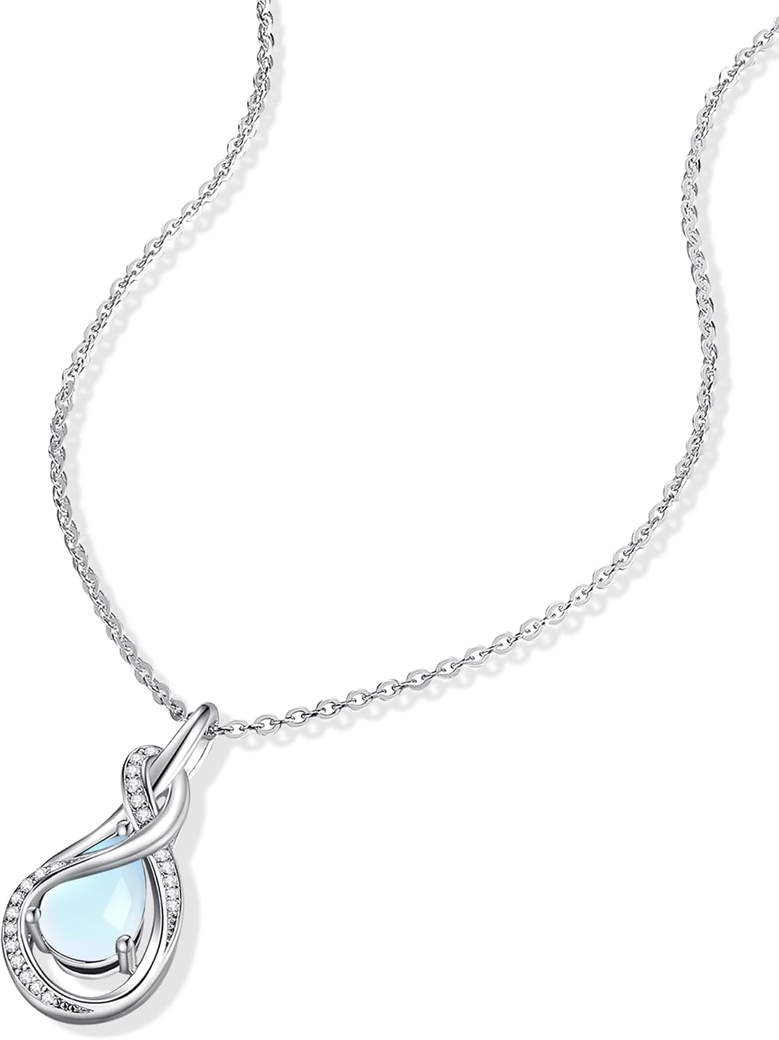 Thumbnail 6 de FANCIME TimelessTie Geburtstein Halskette für Damen – 925er Sterling Silber mit Mondstein (Juni) und Zirkonias
