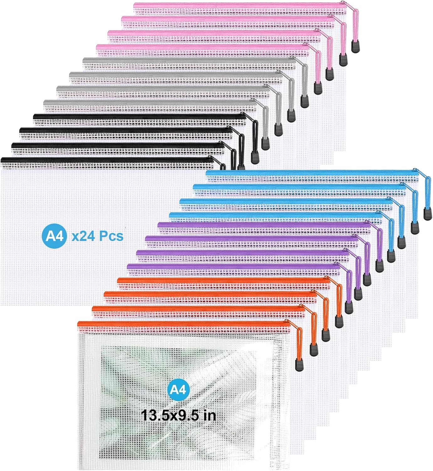 Detalle de Zip Wallet: Waterproof A4 Zip File Folders (24 Bags) by Jicsetk