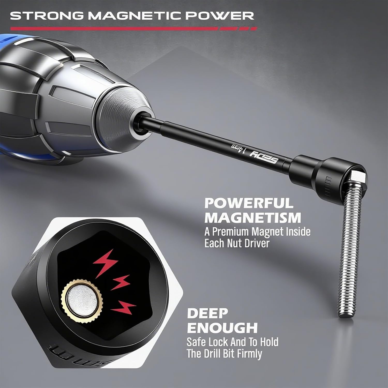 Detalle 2 de SEDY 84016 31-Piece Magnetic Impact Nut Driver Set, SAE and Metric