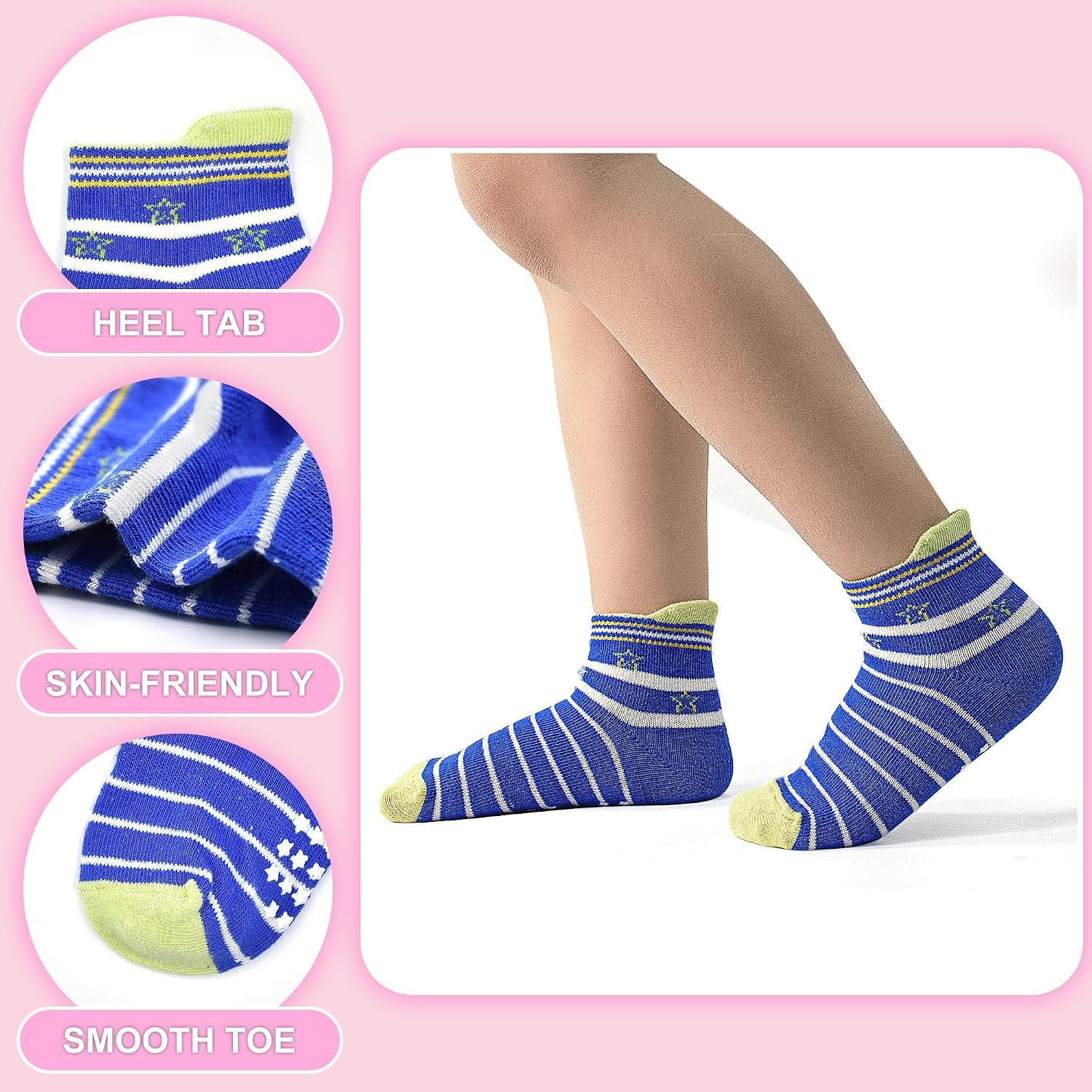 Detalle de ELUTONG Toddler Non Slip Socks – 12 Pairs Grip Ankle Socks for 1–7 Years