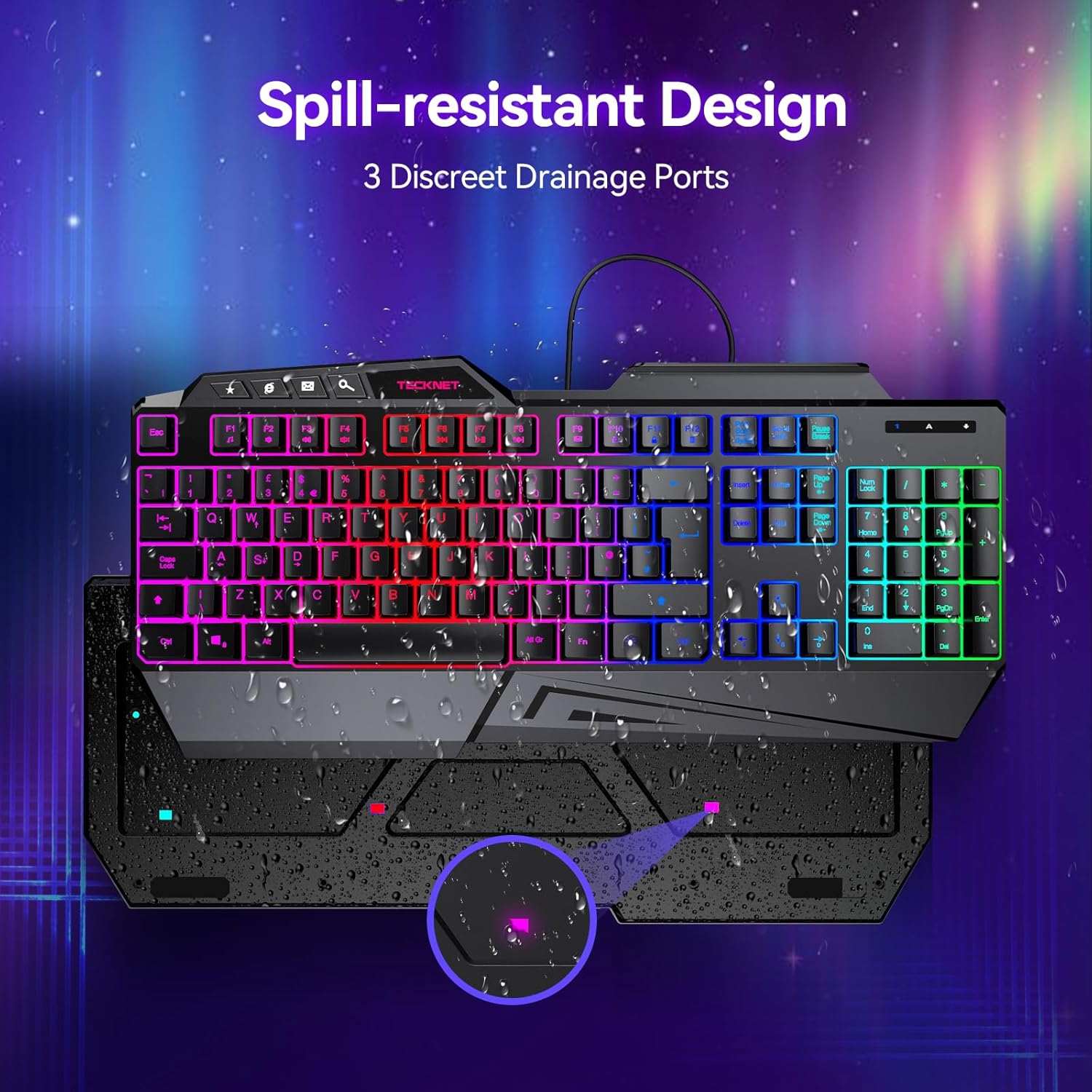 Thumbnail 4 de TECKNET Wired Gaming Keyboard 26-Key Anti-Ghosting