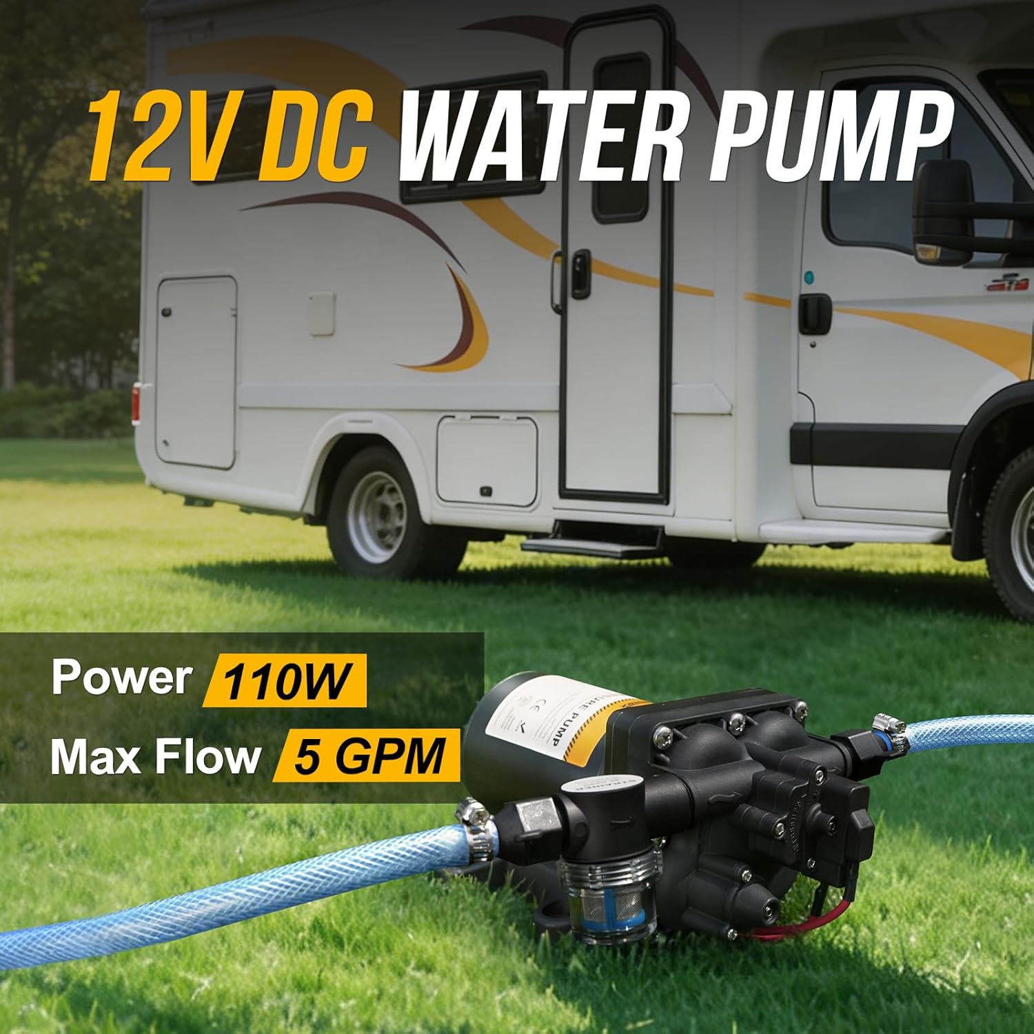 Thumbnail 1 de Gidrox 12V RV Water Pump — 5.0 GPM, 55 PSI Diaphragm Pump for RV, Boat, Marine, and More