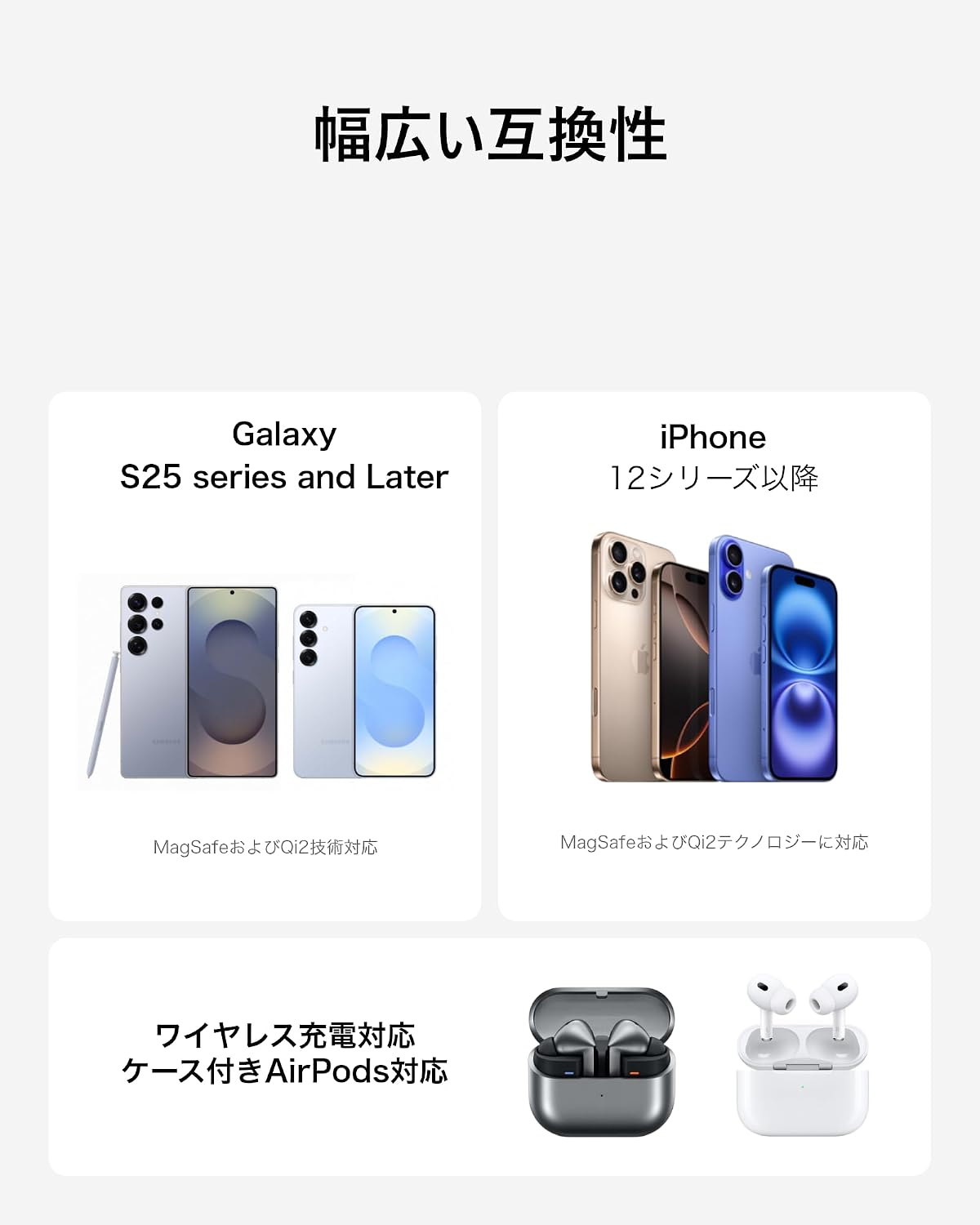 Detalle de Belkin Qi2 15W 2in1 ワイヤレス充電器|MagSafe対応・折り畳み式、30Wアダプター付属