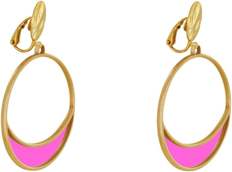 Thumbnail 2 de Les Poulettes Bijoux Orecchini Clip in metallo dorato con cerchio e falce di luna traslucida