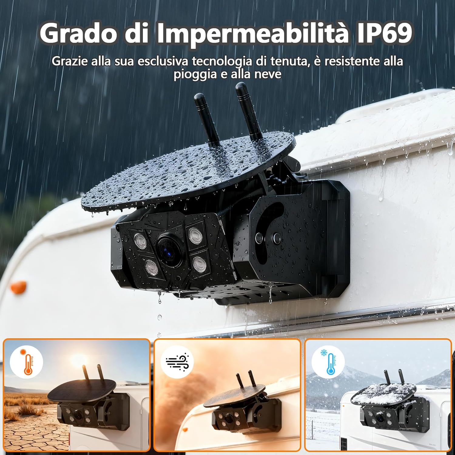 Thumbnail 5 de VASTEND VS-7C Telecamera solare retromarcia wireless magnetica con monitor 7" 1080P e visione notturna