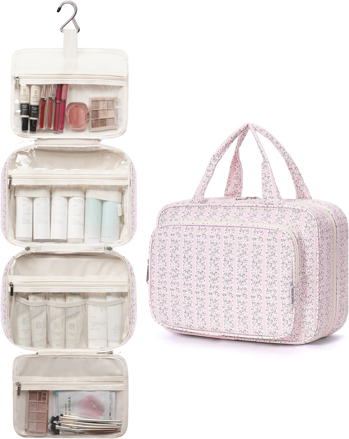 Thumbnail 3 de Narwey Large Hanging Travel Toiletry Bag for Women – Pink Buds (Large)