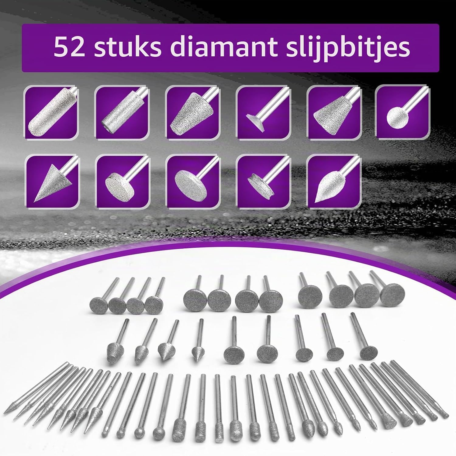 Thumbnail 1 de YURINWOO Blue Box-52PCS diamantfreesset, korrel 120, 3 mm schacht