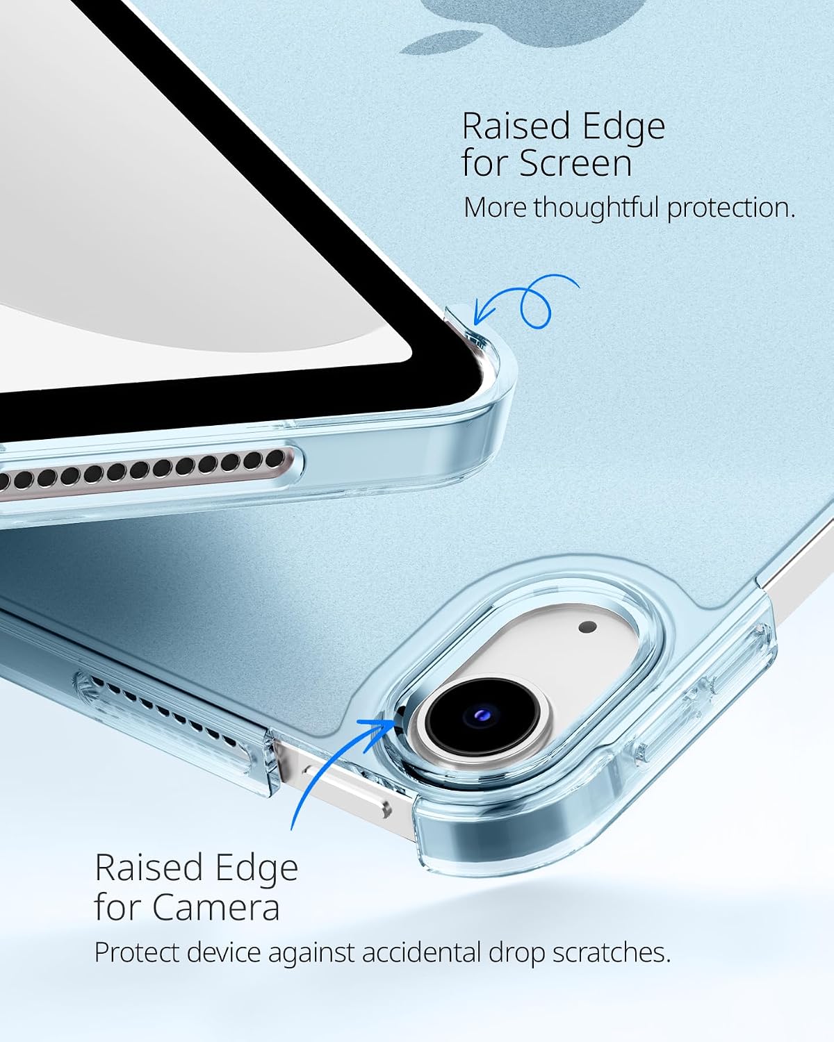 Detalle de CACOE Case for iPad A16 11th/10th Generation with Screen Protector (11/10.9 inch) – Light Blue