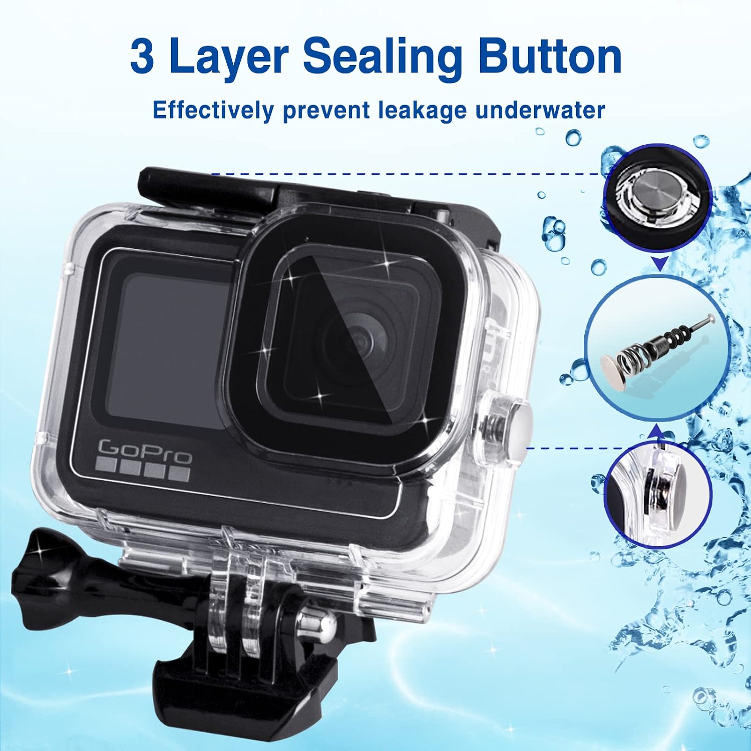 Detalle de REDTRON Waterproof Housing Case for GoPro Hero 13/12/11/10/9 (60M Diving Case)