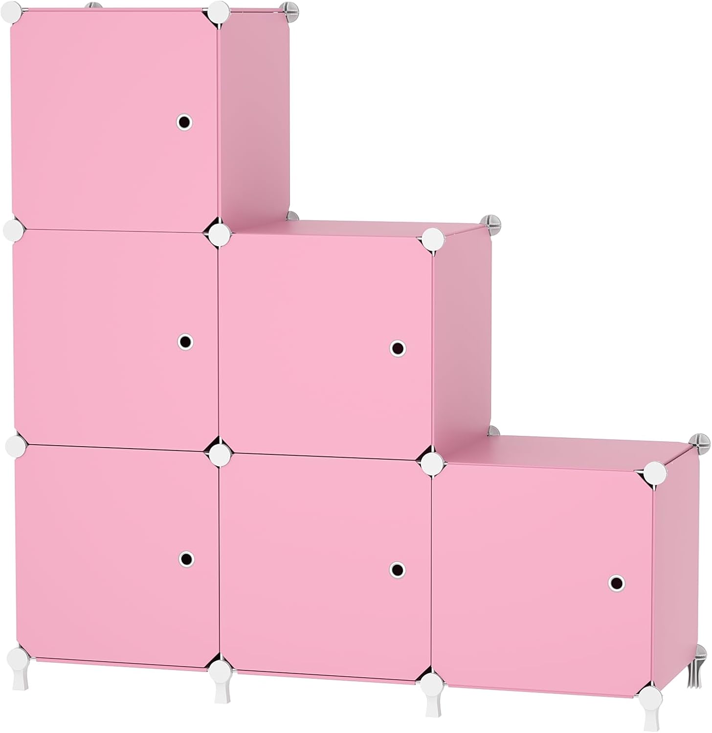 Detalle de ATTDETJL 6-Cube Storage Unit with Doors (Pink) — 30x30x30cm compartment organiser