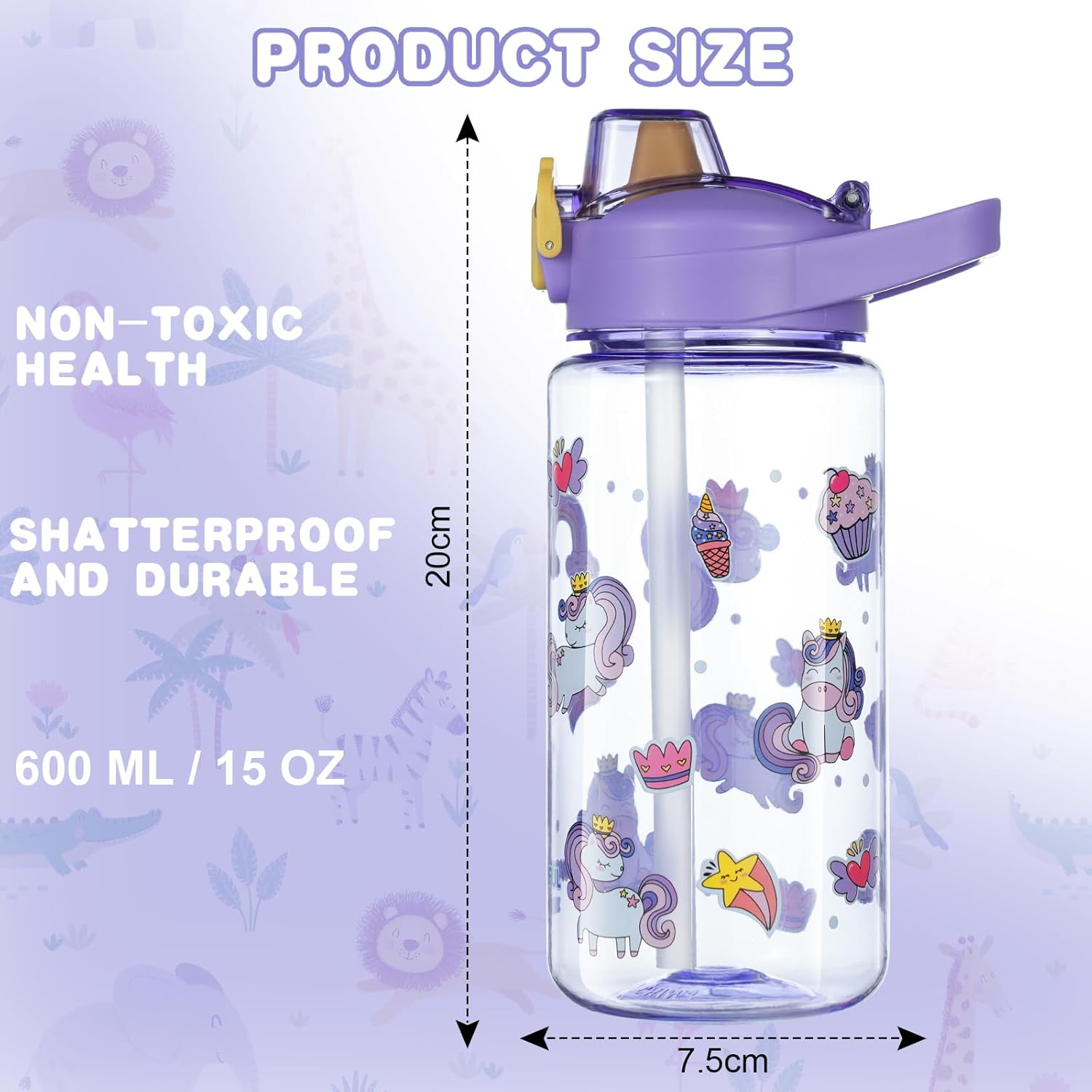 Thumbnail 1 de Flintronic Borraccia Bambini 600ML Unicorn: Tritan sicuro, ampia capacità e design a prova di perdita