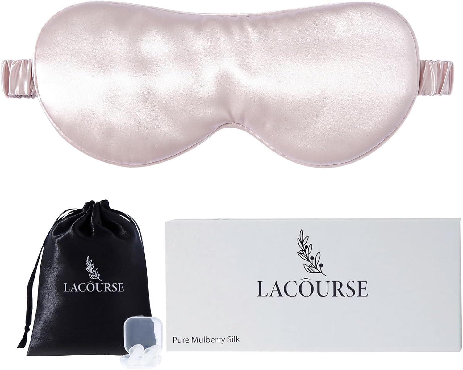 Detalle de LaCourse 22 Momme Schlafmaske aus 100% Maulbeerseide (rosa) – komplett verdunkelnd & weich