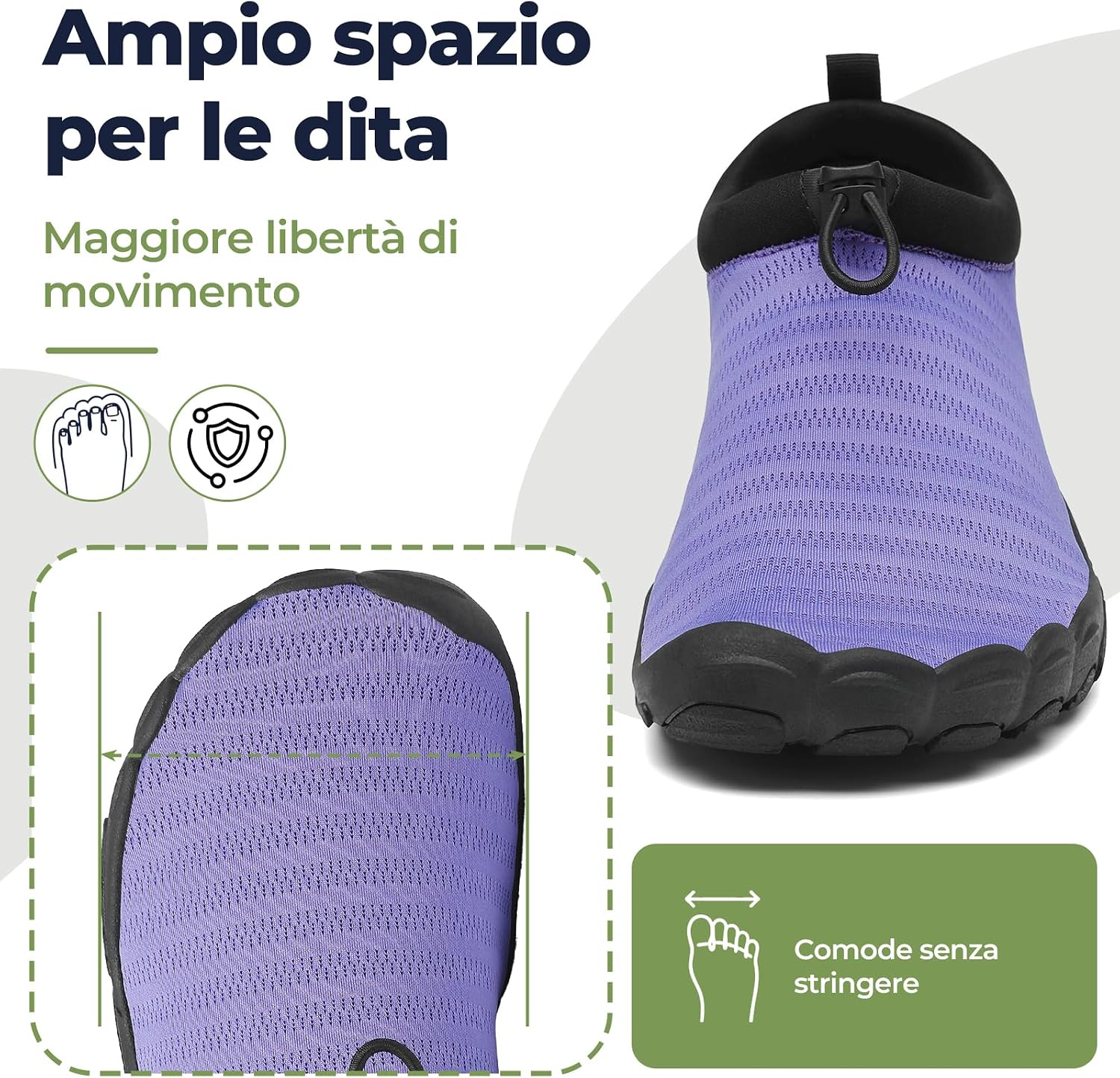 Detalle de Mishansha Scarpe da Scoglio Uomo Donna con 13 Fori di Drenaggio e Apertura rapida – Misure 36-46