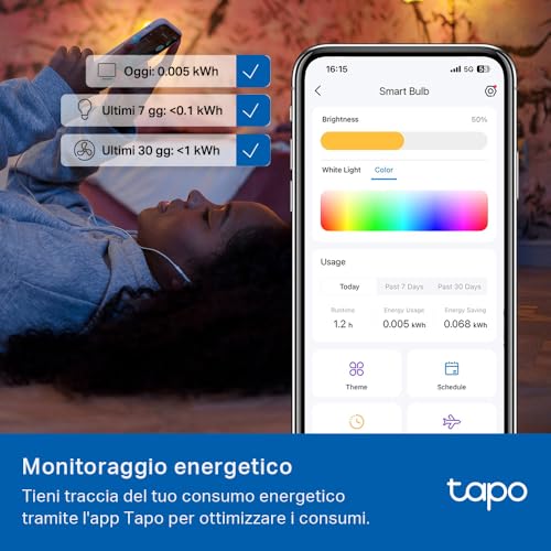 Thumbnail 9 de Tapo L430P Lampadina Smart P45 Multicolore 2500-6500K: controllo vocale, colori e automazioni