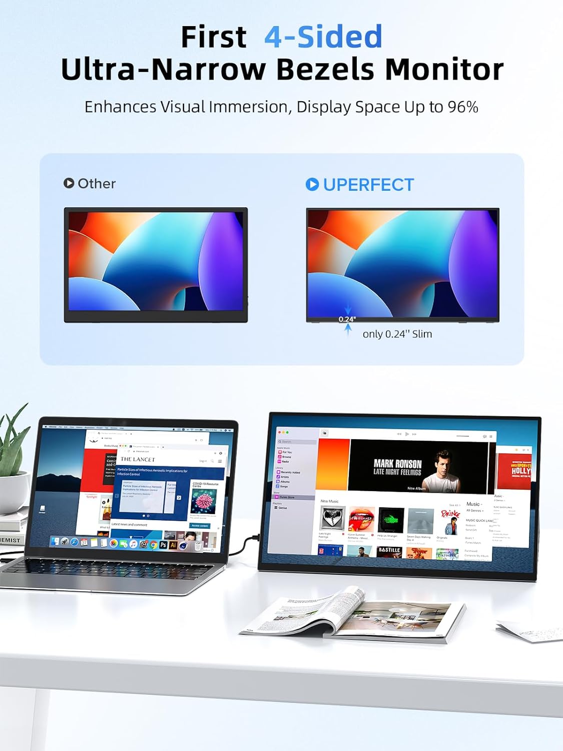 Thumbnail 3 de UPERFECT Portable Monitor Touchscreen 15,6 Zoll (10-Punkt, FHD, 125% sRGB) mit Mini-HDMI & USB-C