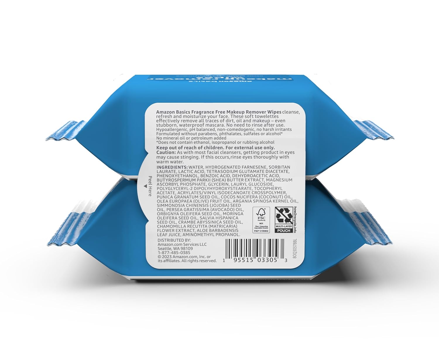 Thumbnail 1 de Amazon Basics Makeup Remover Wipes (Alcohol-Free, Fragrance-Free), 25 Count Pack of 2