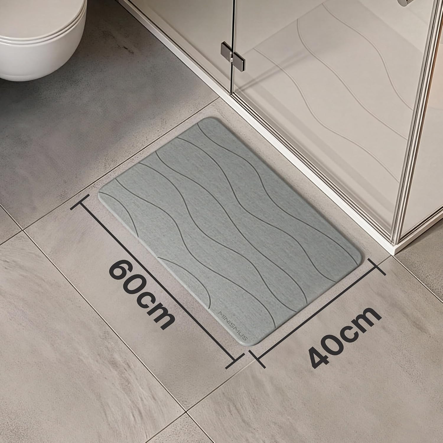 Detalle de Minismus Tapis de Bain en diatomite 60 x 40 cm – absorbant et antidérapant pour sortie de douche