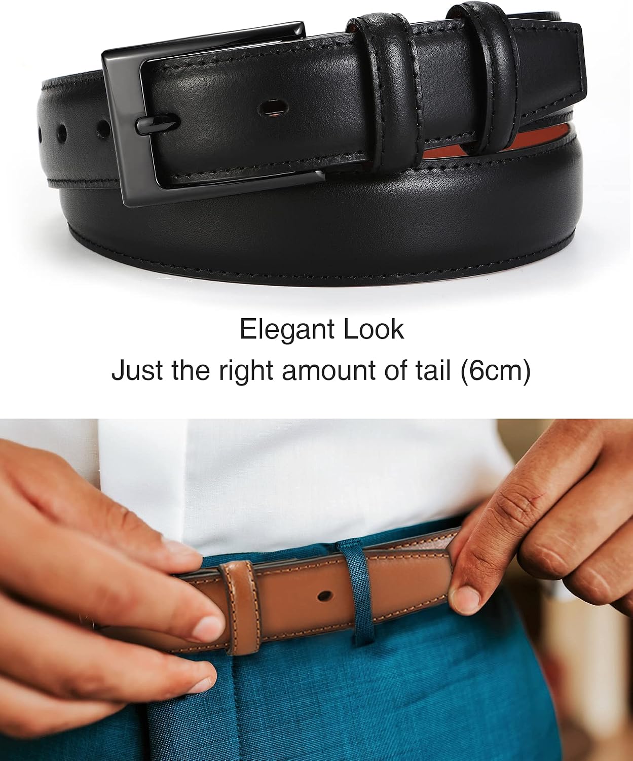 Detalle de CHAOREN Men's Leather Belt — Timeless Dress Belt That Complements Your Shoes