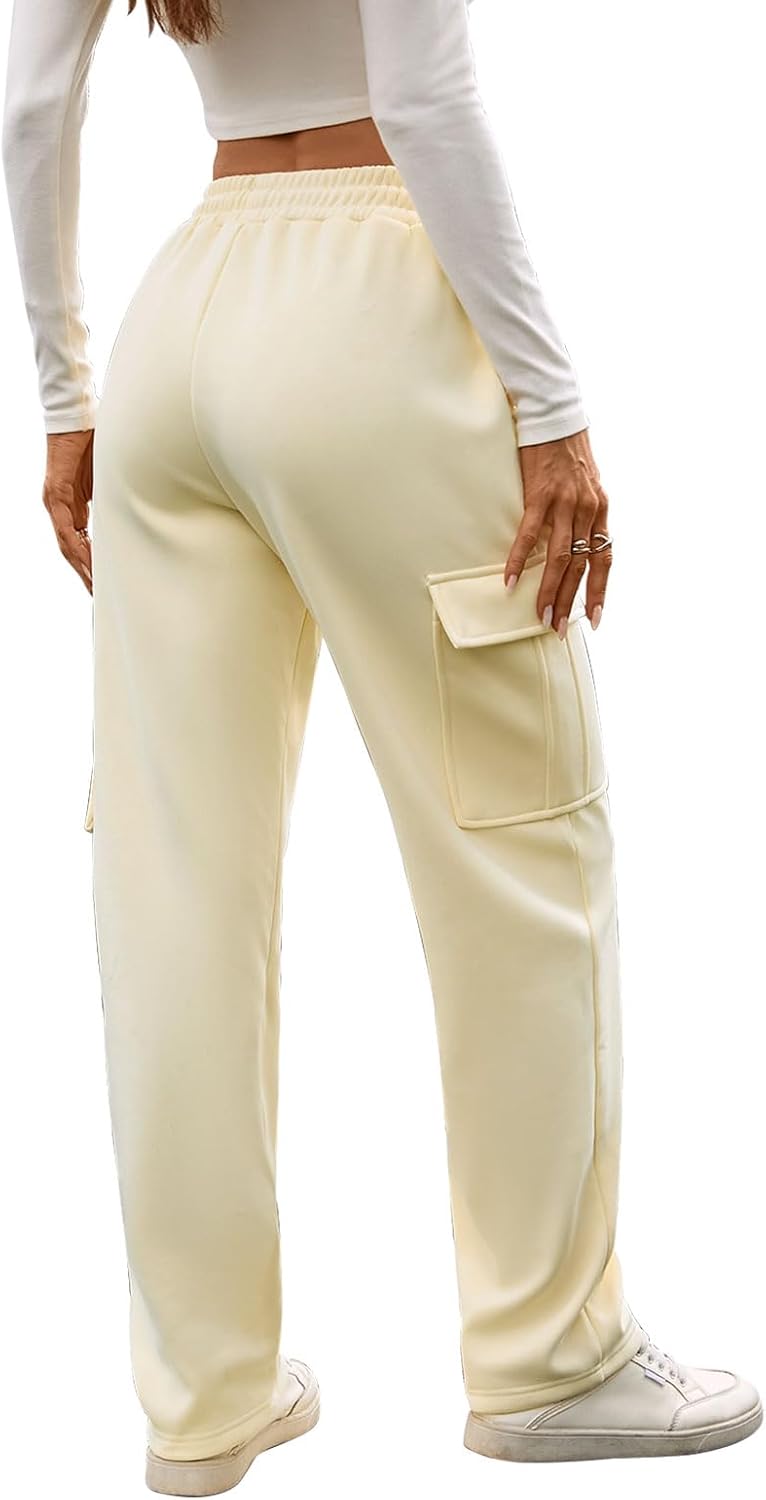 Thumbnail 1 de Kfnire Damen Thermohose Winter mit Cargotaschen, elastischer High-Waist und dünnem Fleecefutter