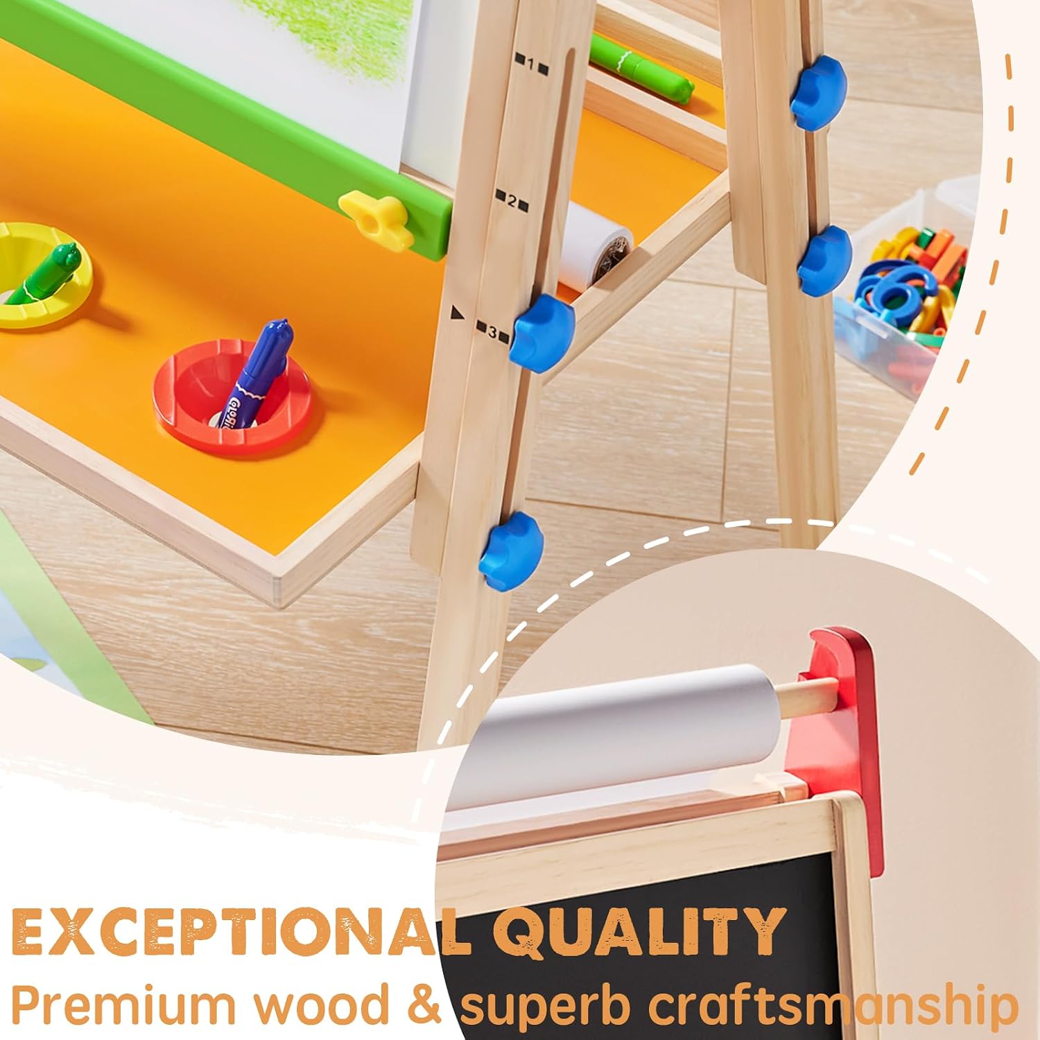 Detalle 2 de Tiny Land Easel 39.5–46.2" Kids Art Station