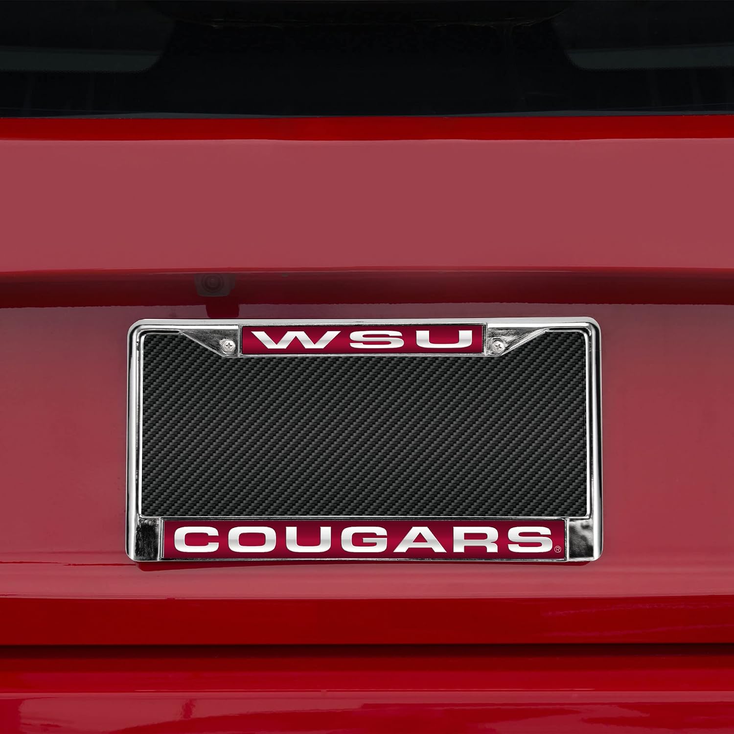 Detalle 2 de Rico Industries NCAA Unisex Laser Cut Inlaid Standard Chrome License Plate Frame (12" x 6")
