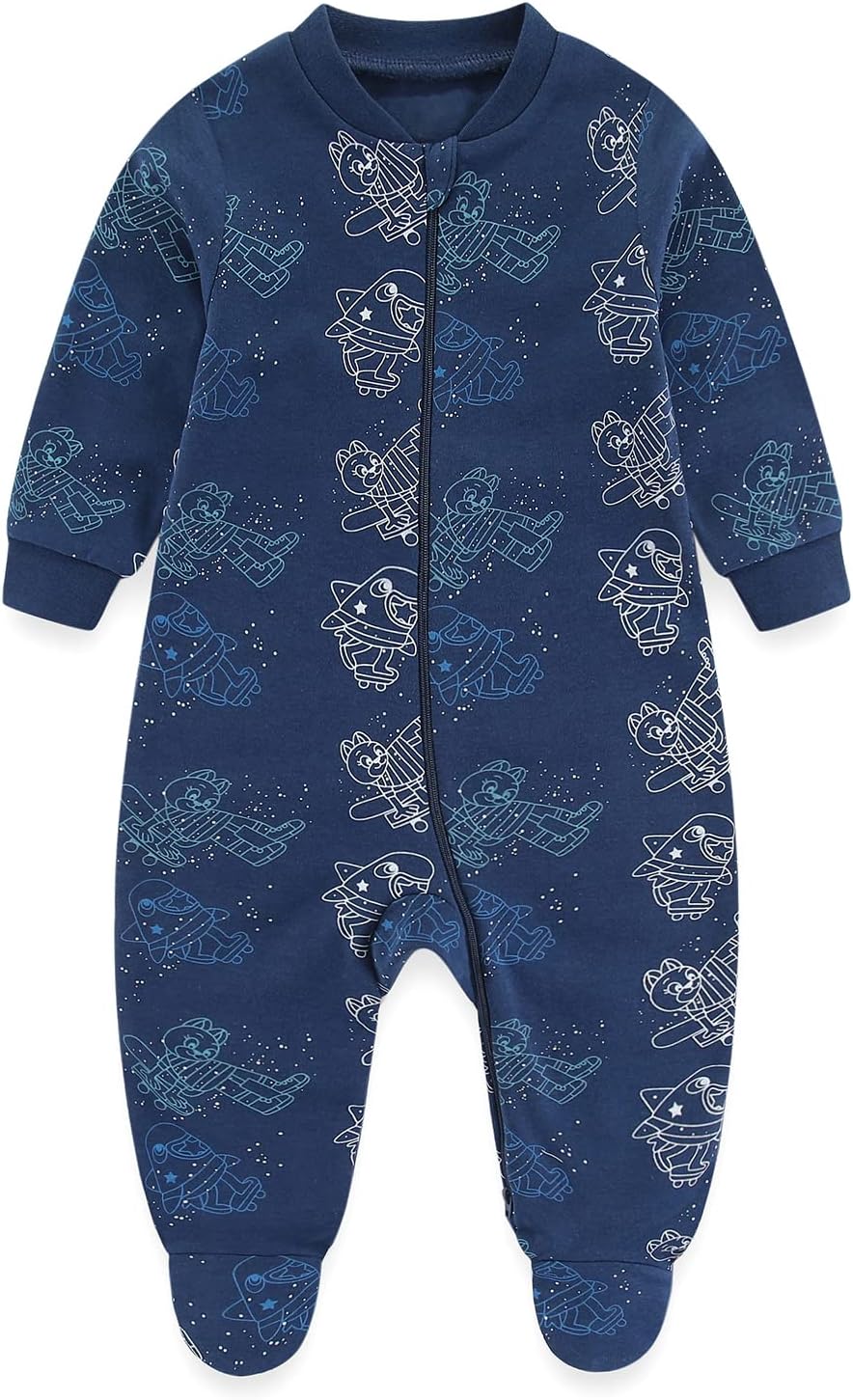 Detalle de MAMIMAKA newborn 2-pack footed sleepsuits with 2-way zip (0–12 months)