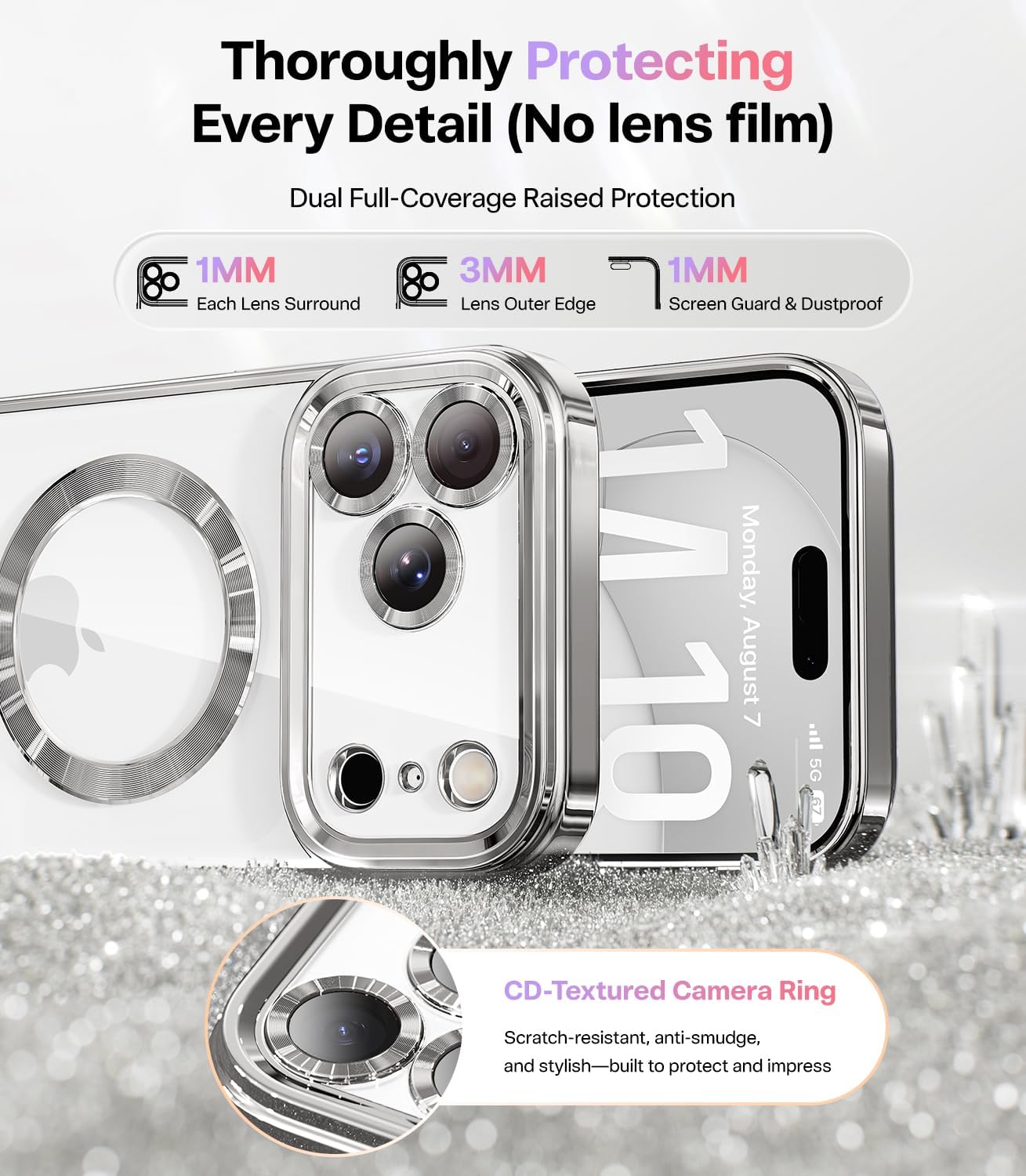 Thumbnail 4 de Meifigno for iPhone 17 Pro Max Case 6.9" with Glitter Card, Wrist Strap, and MagSafe Compatibility