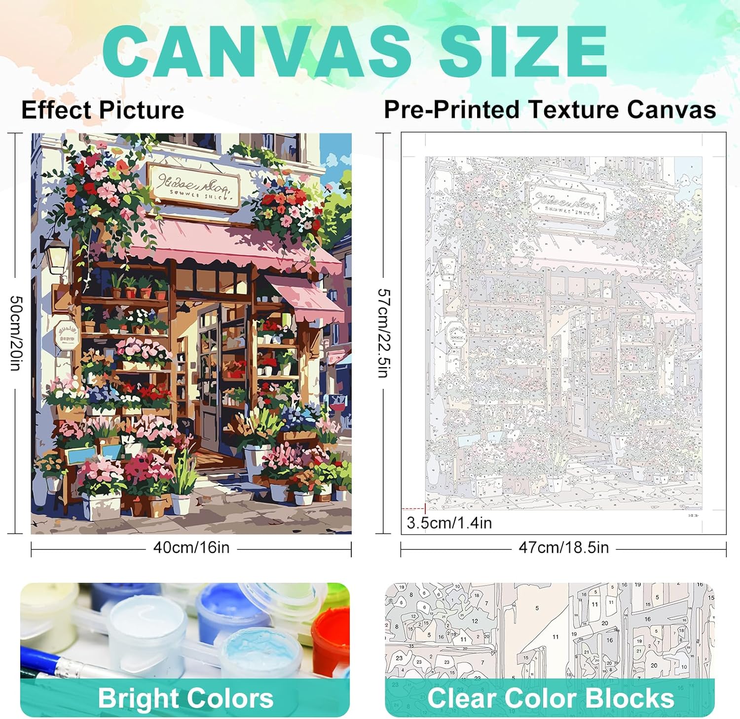 Thumbnail 1 de GEEHEIY Paint by Numbers for Adults – Flowers Shop Kit (16 x 20 inch)