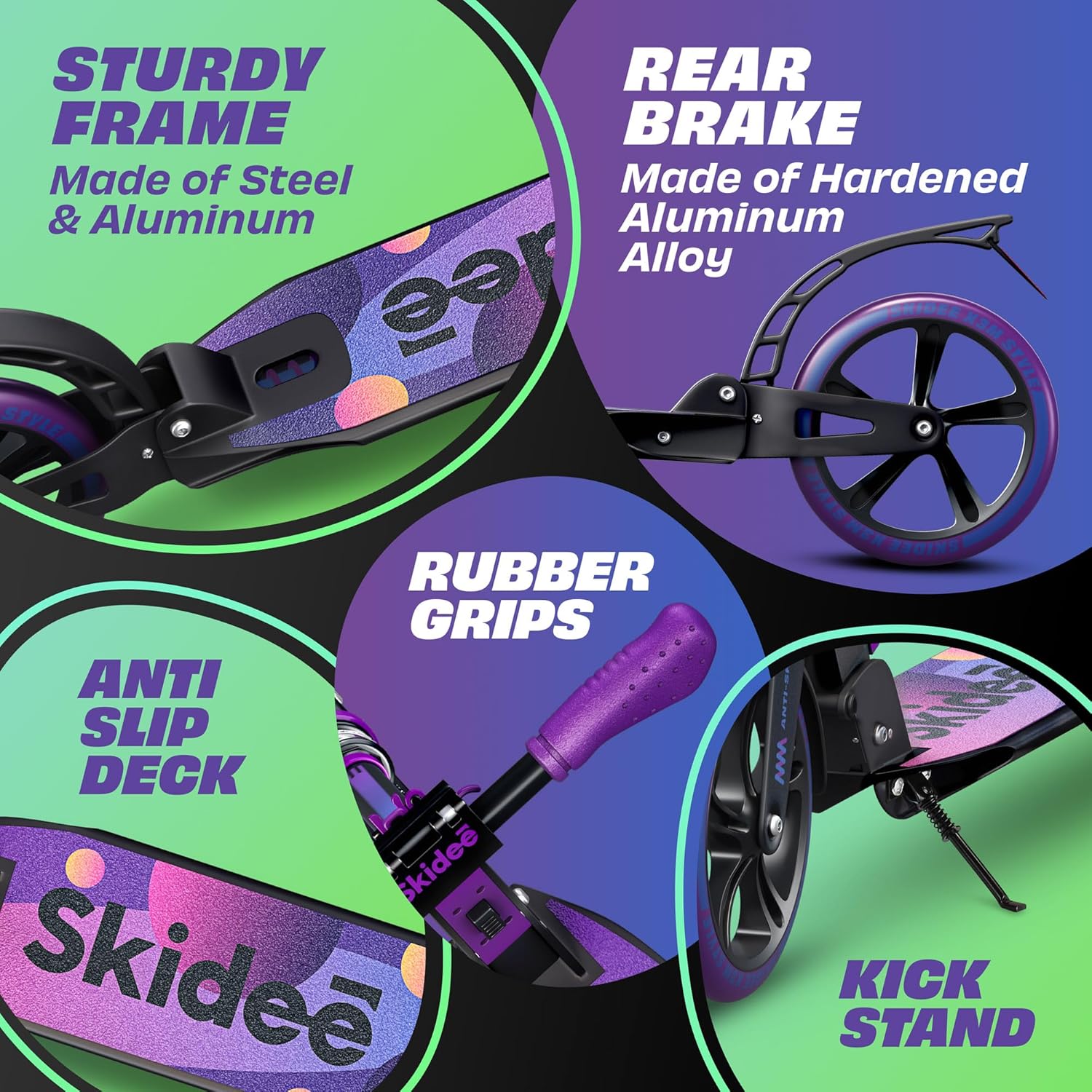 Thumbnail 5 de Skidee Adult & Teen Scooter: Adjustable, Foldable, and Lightweight with Anti-Shock Suspension