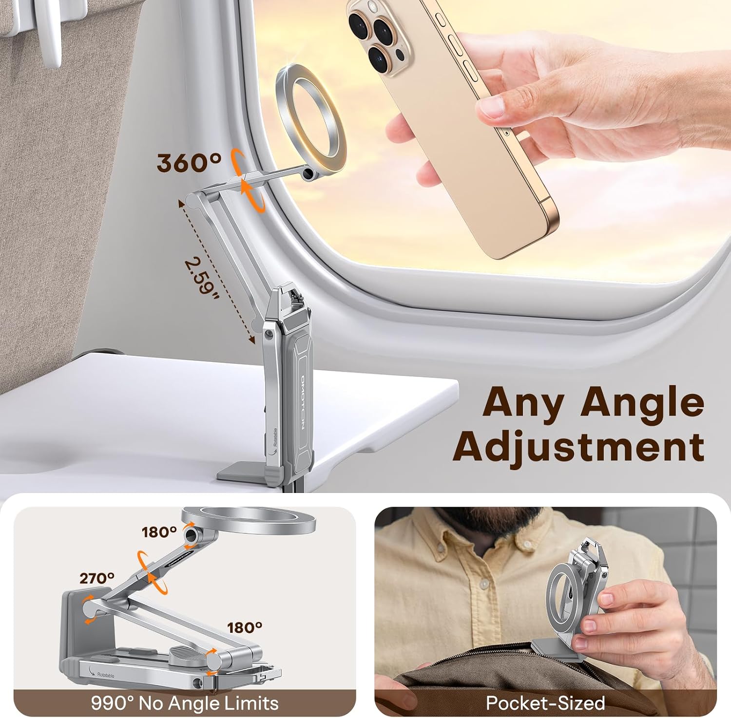 Thumbnail 4 de OMOTON 360° Rotating MagSafe Tripod Mount for iPhone