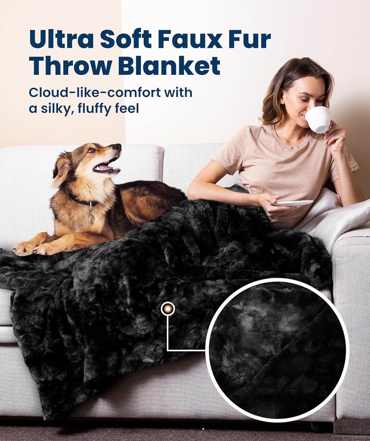 Thumbnail 2 de Everlasting Comfort Soft & Comfortable Black Faux Fur Throw Blanket (50"x65")