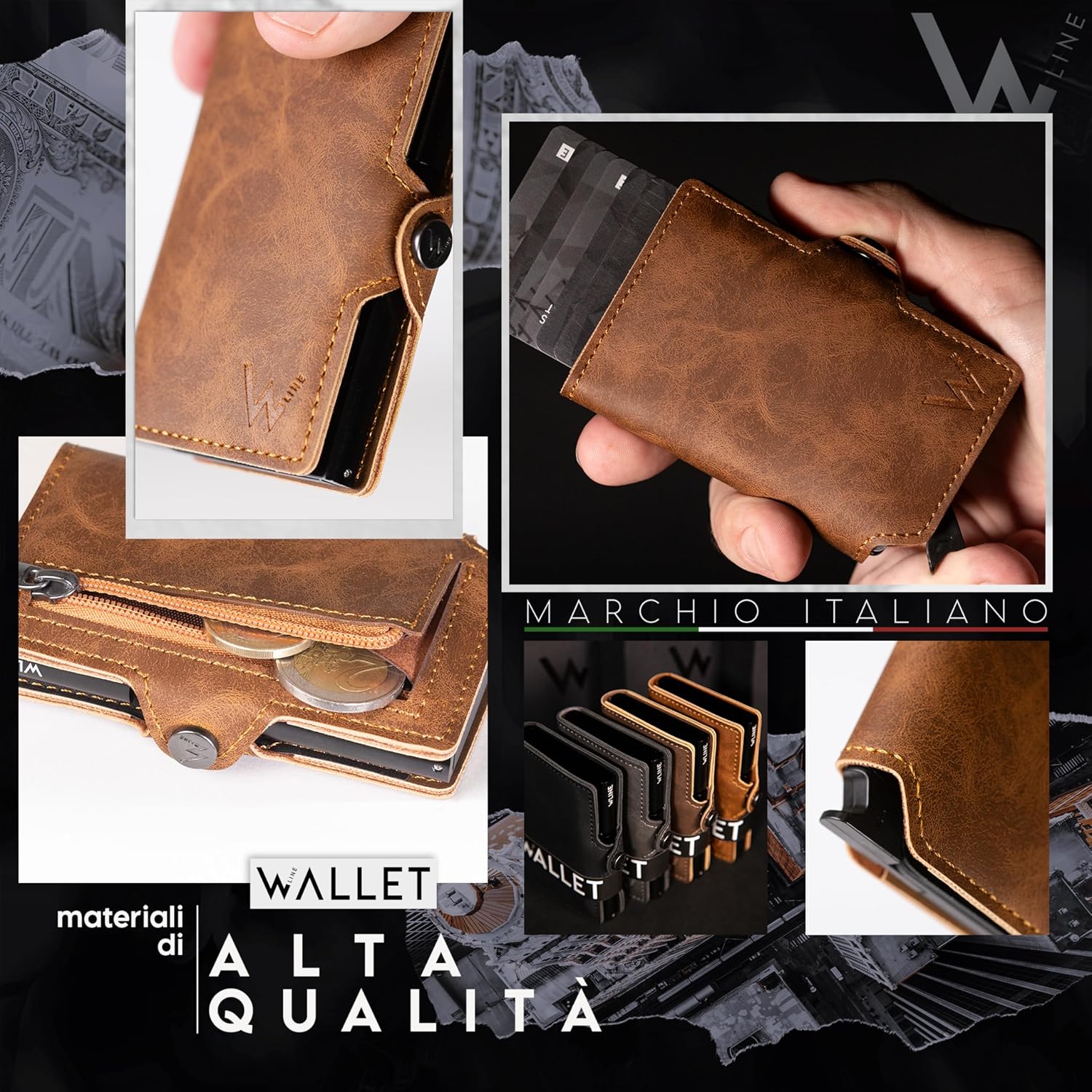 Detalle de WLine Portafoglio Uomo Slim con Portamonete RFID 1,5 cm