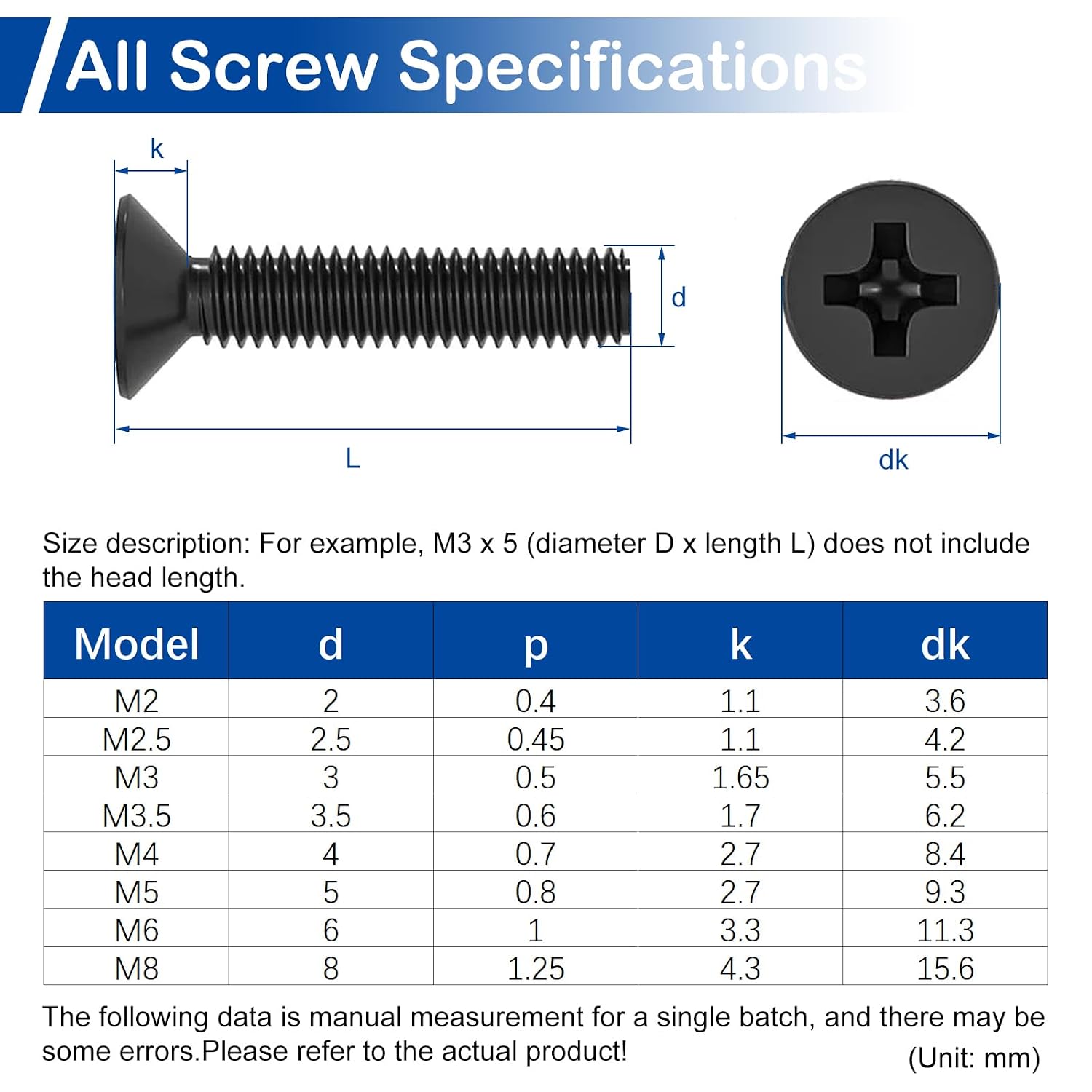 Detalle 1 de MroMax Countersunk Machine Screws M6 x 12mm