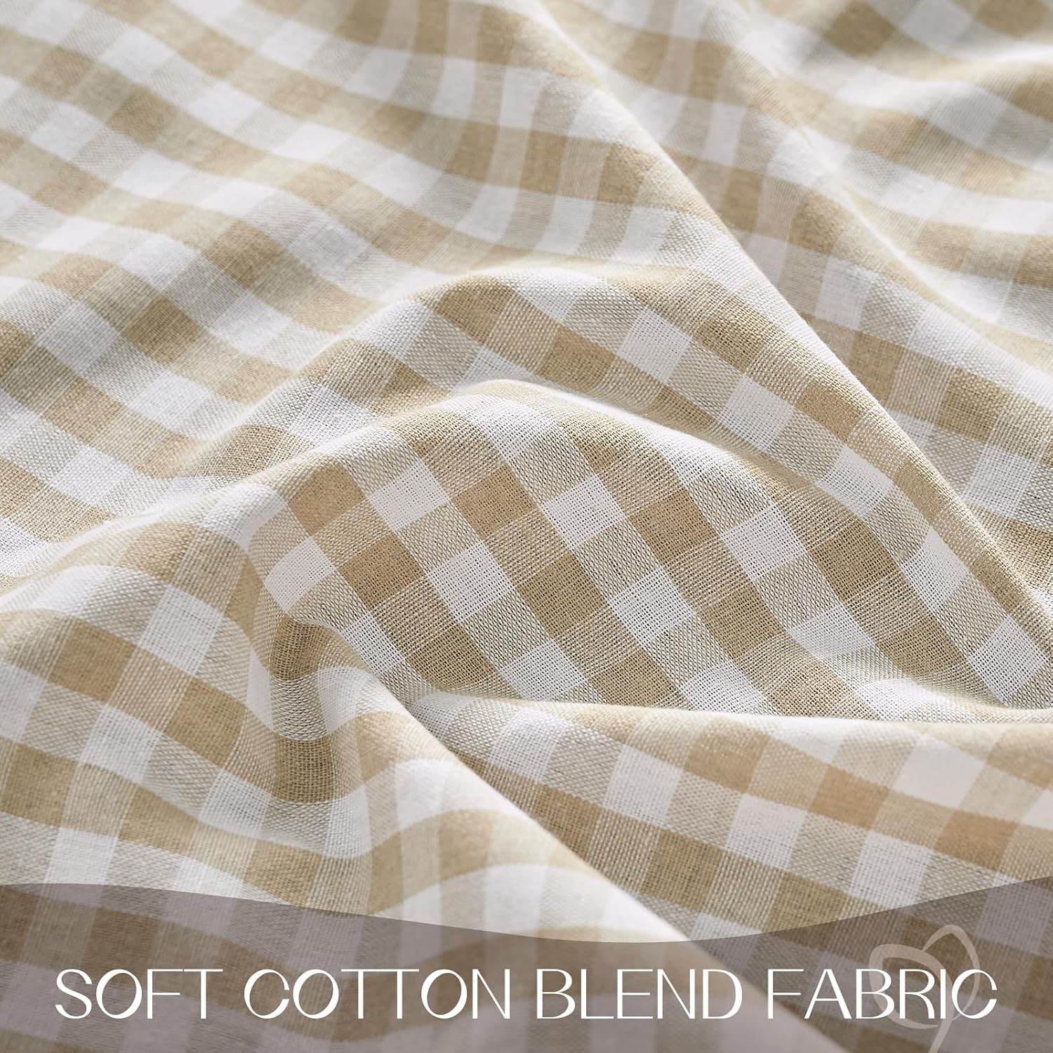 Thumbnail 4 de Romanstile Gingham Round Tablecloth with Ruffles - Taupe, 70-Inch, Water-Resistant Linen Cotton (Outdoor Use)