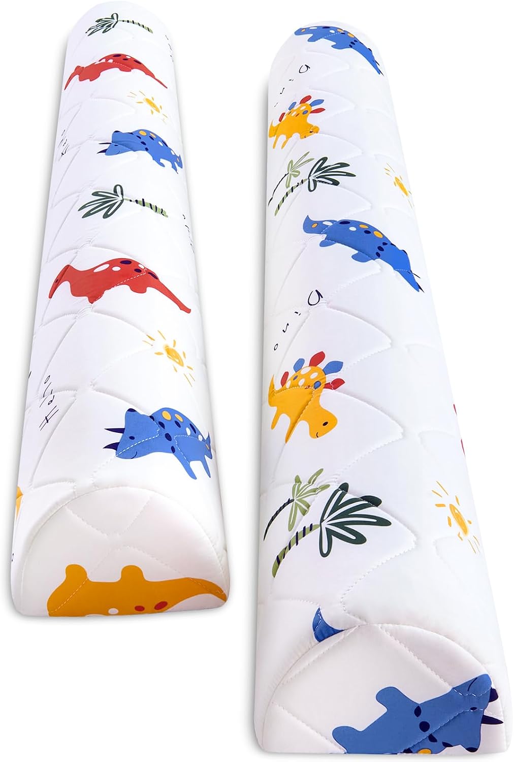 Ceekliybear 2-Pack Foam Bed Bumpers for Toddlers, Non-Slip, Dinosaur Cover