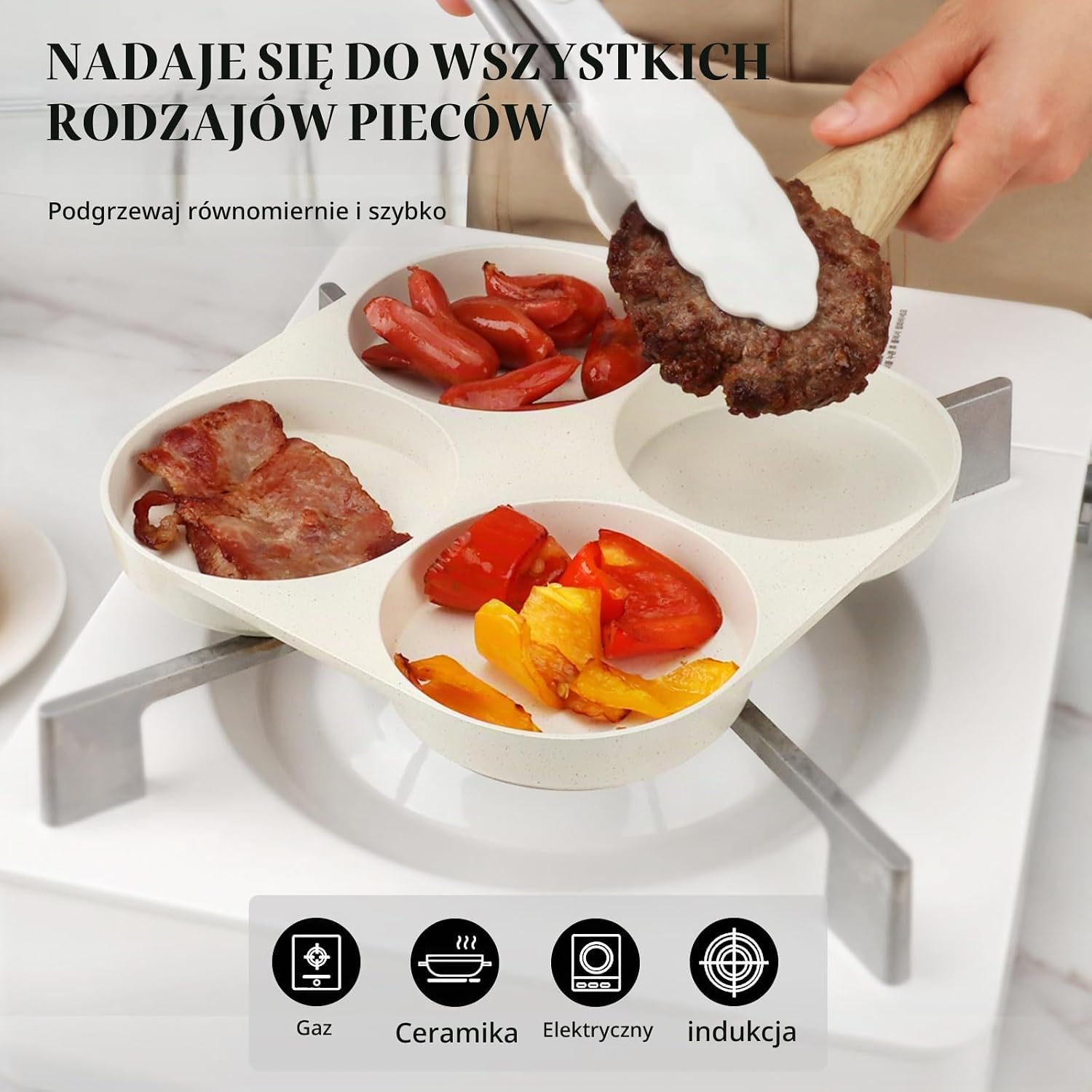 Detalle 2 de GiPP G1-U-Ski-34-BE – patelnia do omletów z 4 komorami, nieprzywierająca