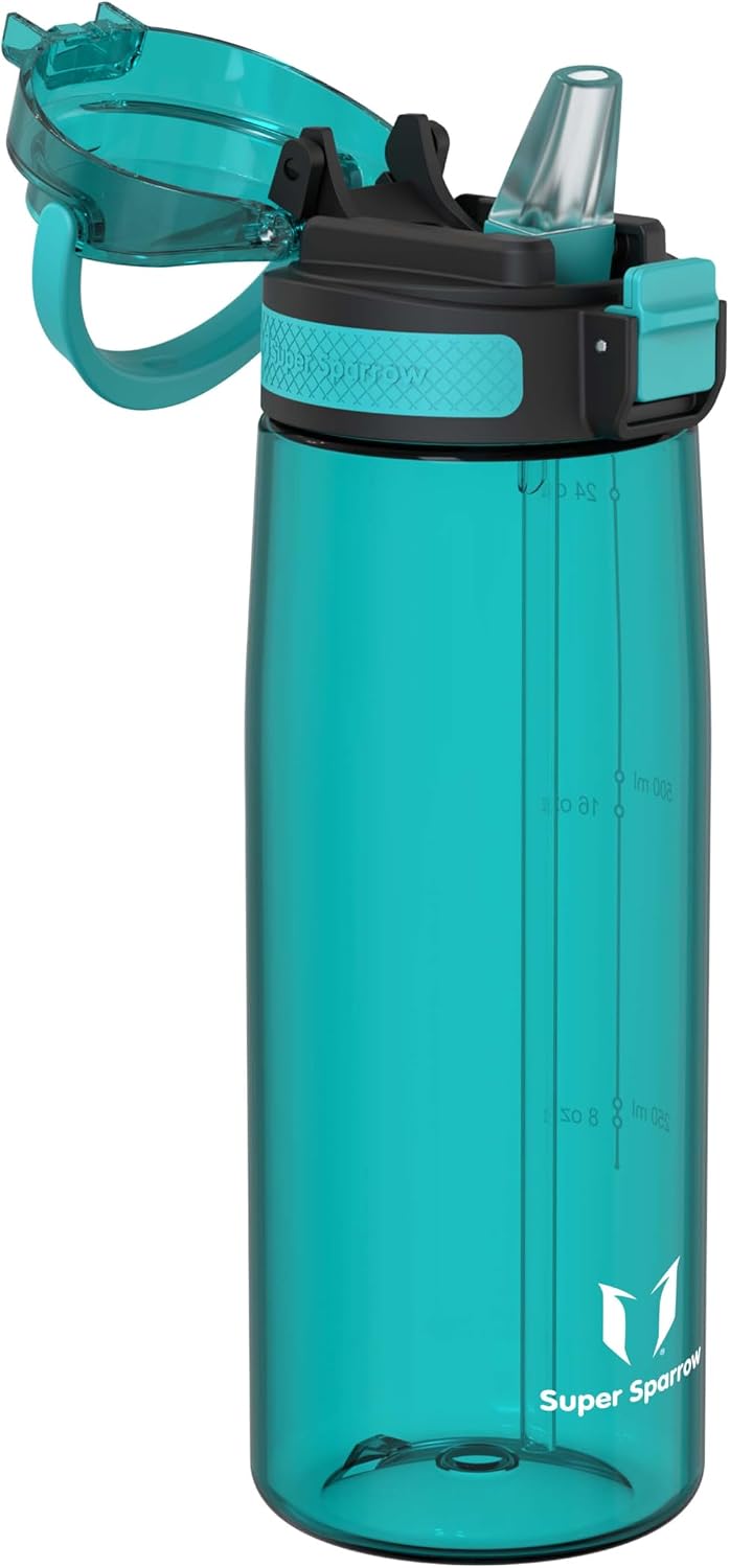 Detalle 2 de Super Sparrow ZM-ELP ストロー付き水筒 750ml Tritan製・BPAフリー・食洗機対応