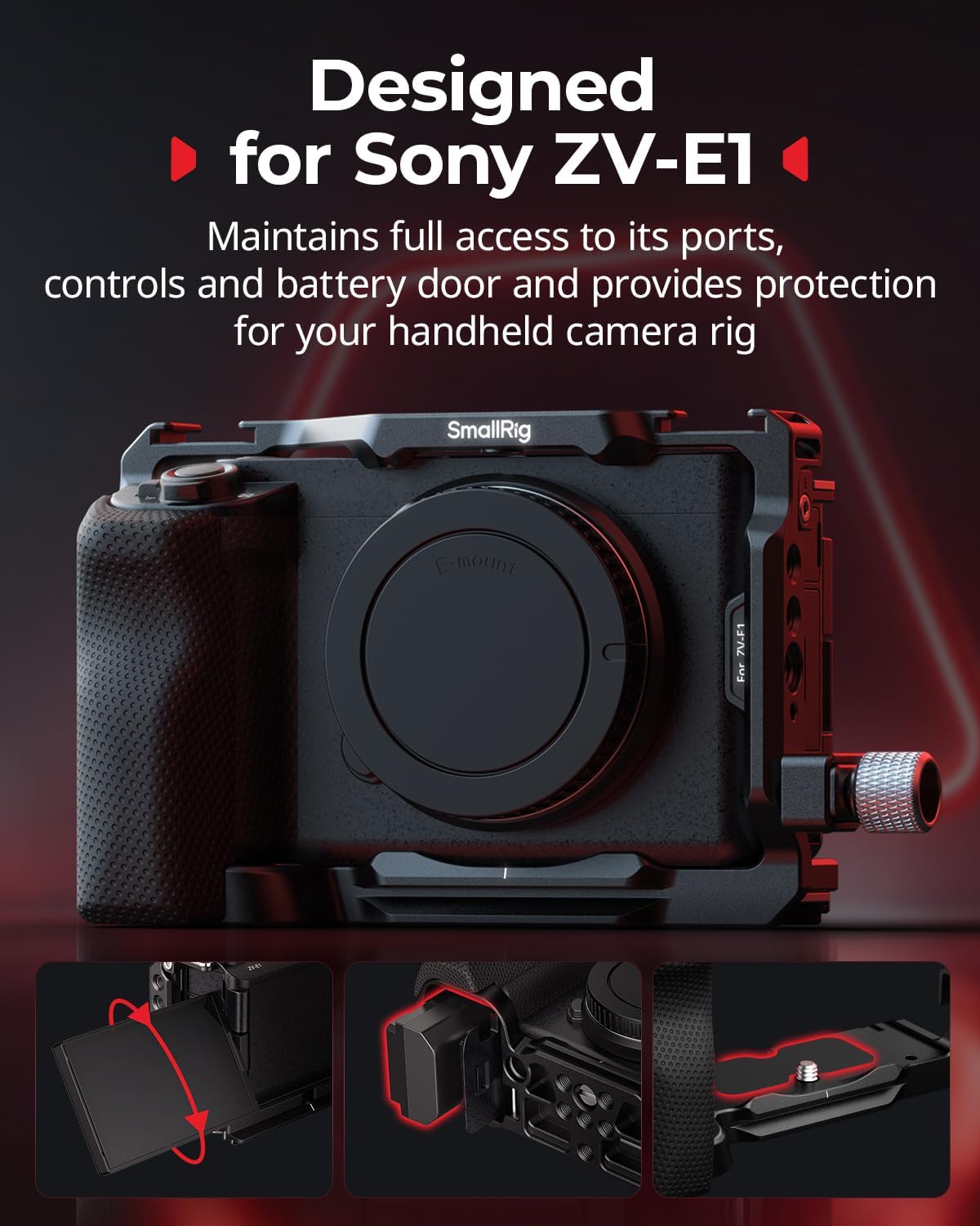 Thumbnail 1 de SmallRig ZV-E1 Cage-Kit 4257 für Sony ZV-E1 – Silikongriff, HDMI-Kabelklemme und integrierte Arca-Schnellwechselplatte