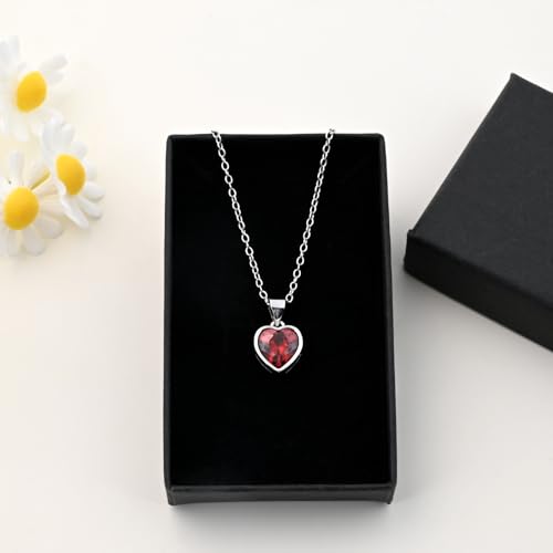 Thumbnail 6 de Aliyoham Red Garnet Necklace: Silver Heart Pendant with Cubic Zirconia