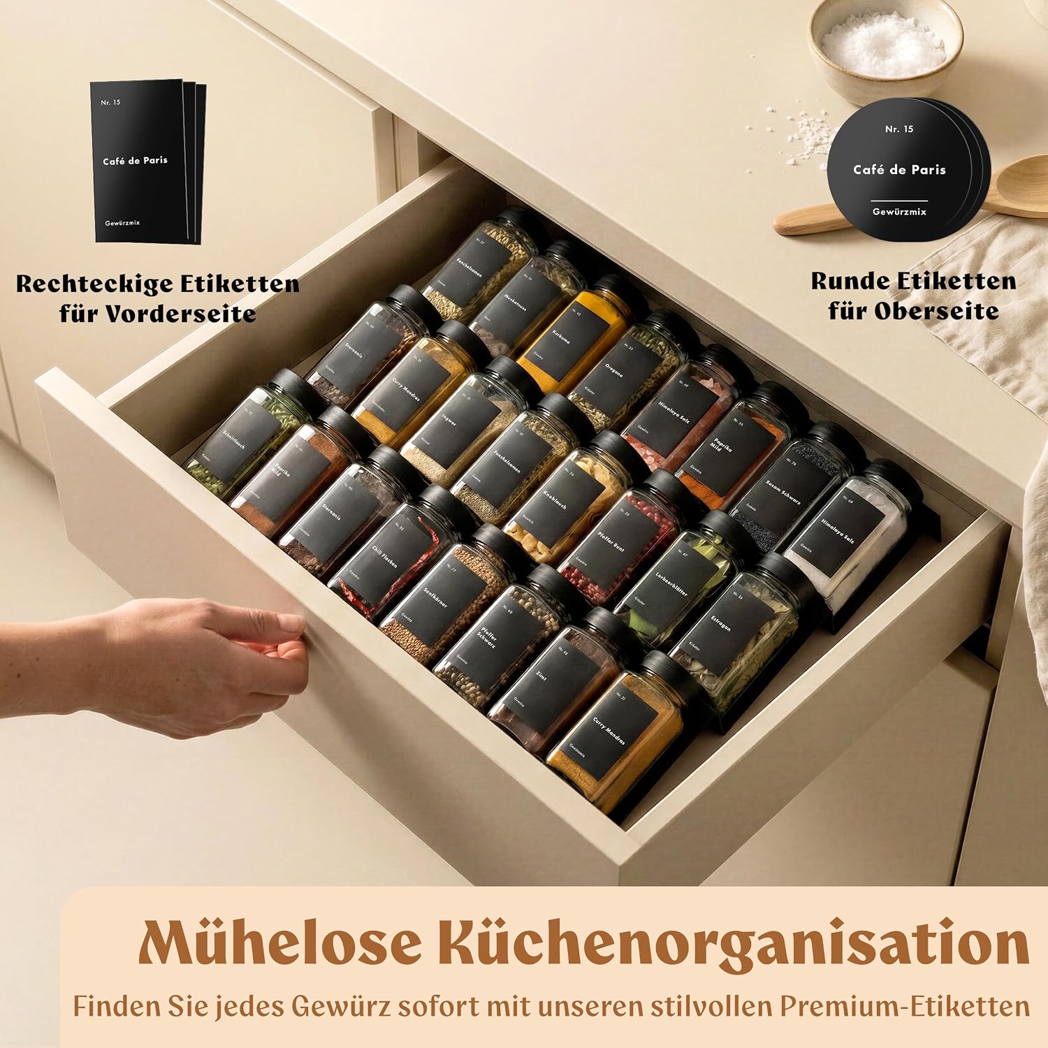 Detalle 1 de EDELHAUS Gewürzgläser Eckig Set 24x120ml