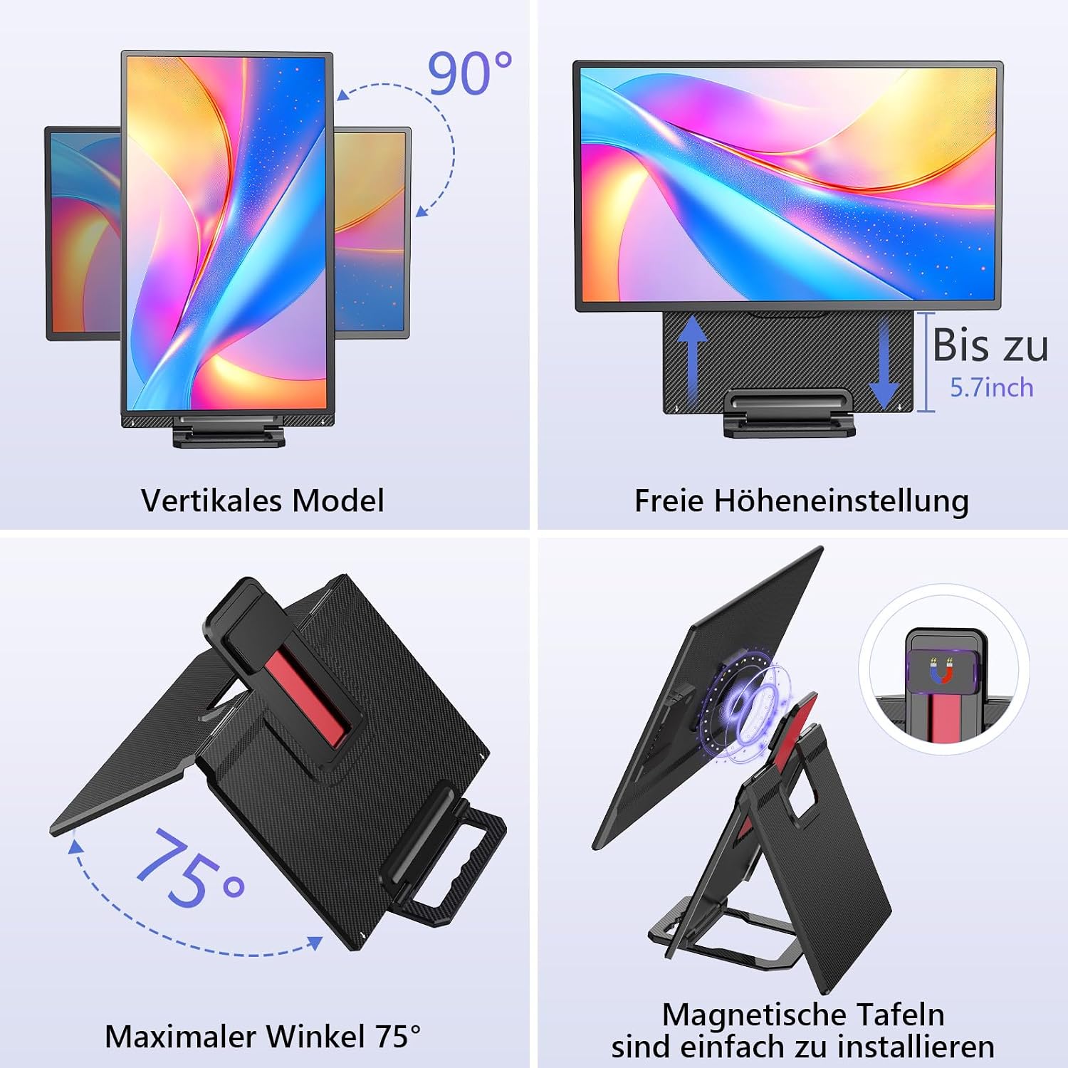 Detalle 2 de 23,8'' Portable Monitor mit Kickstand und IPS 1080p – Vielseitige Erweiterung für Laptop, PC, Mac und Konsolen