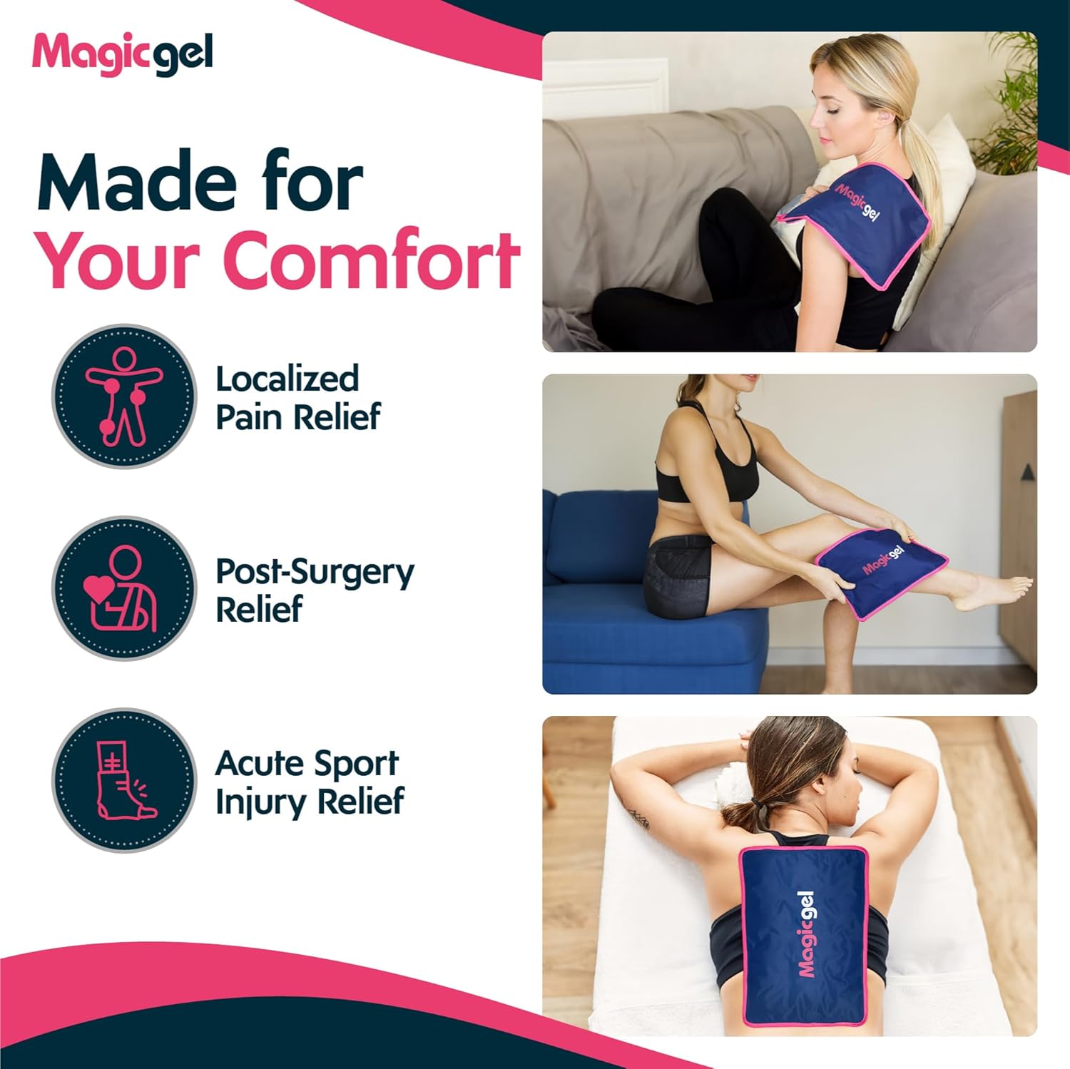 Detalle de Magic Gel 30 x 20 cm – Poche de froid réutilisable pour genou & cheville