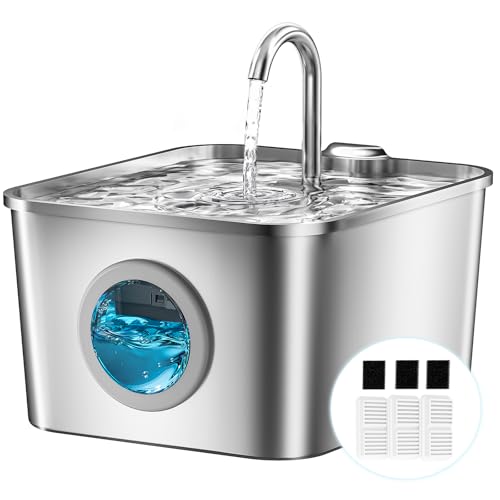 Detalle de Fuente para gatos BalimoPet Acero Inoxidable 2,6 L: flujo suave, filtración triple y diseño compacto