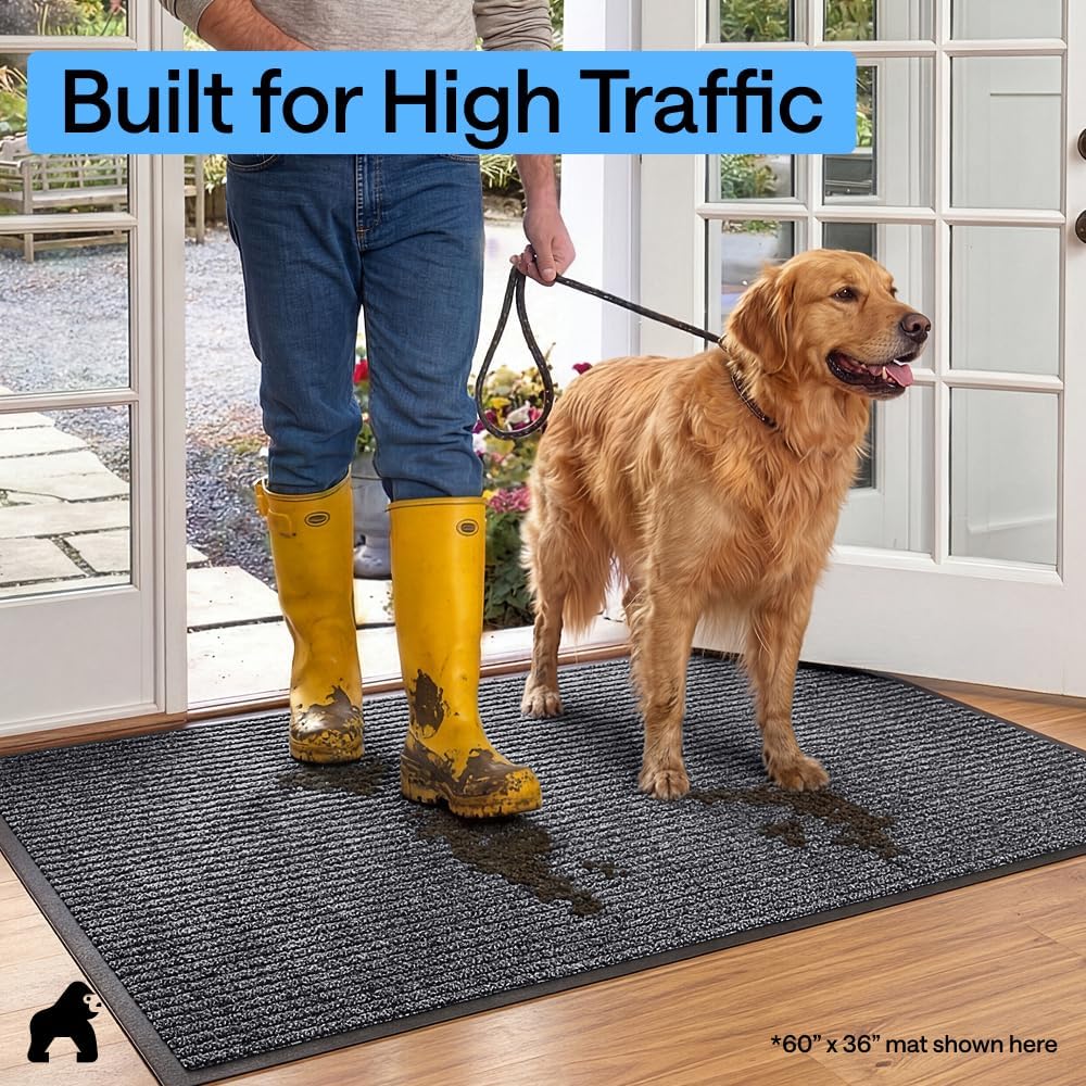 Thumbnail 6 de GORILLA GRIP Traffic Guard Door Mat, 35 x 23 in, Charcoal Gray, Ribbed Top