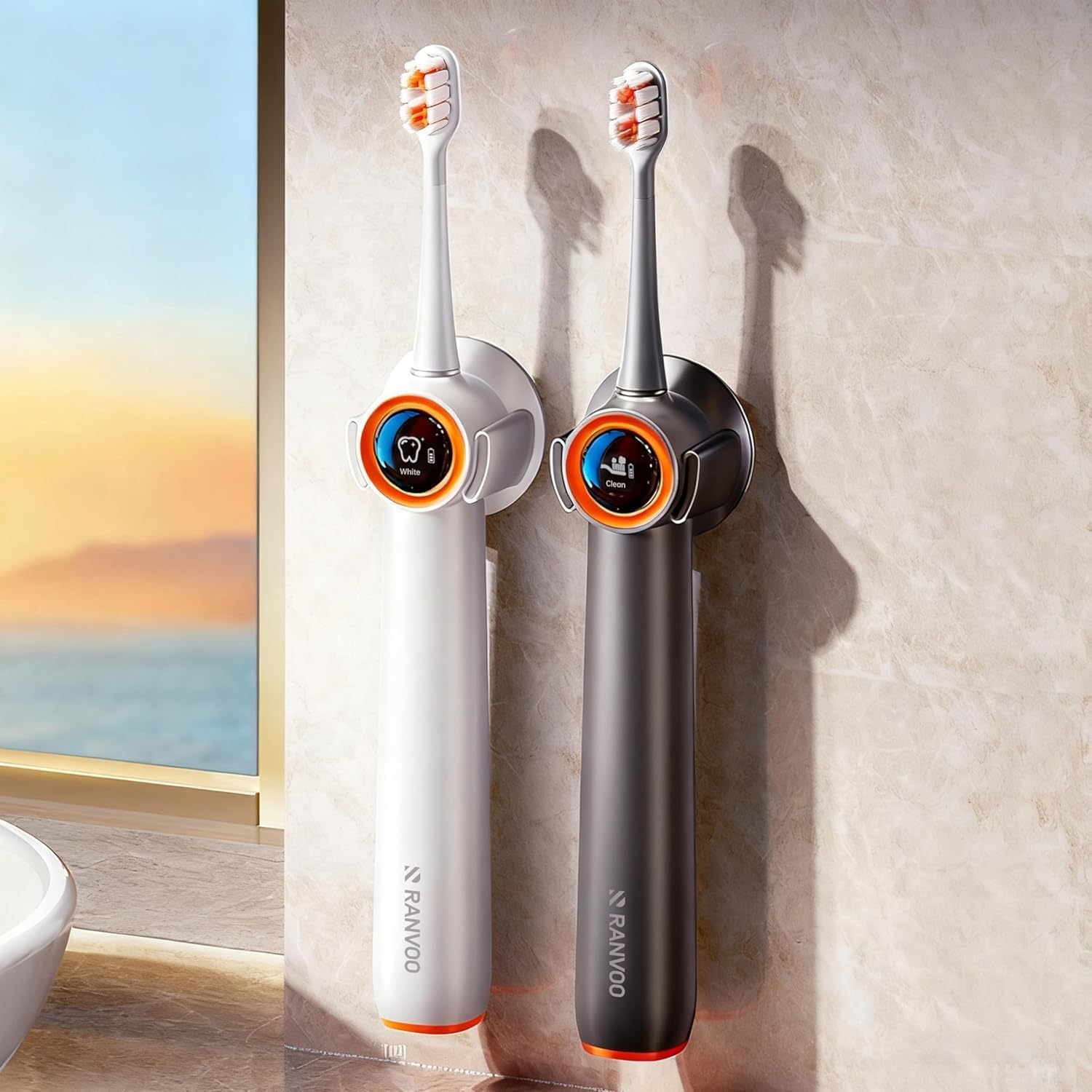 Detalle de RANVOO AirJet™ Elektrische Schallzahnbürste 2 Min 🪥